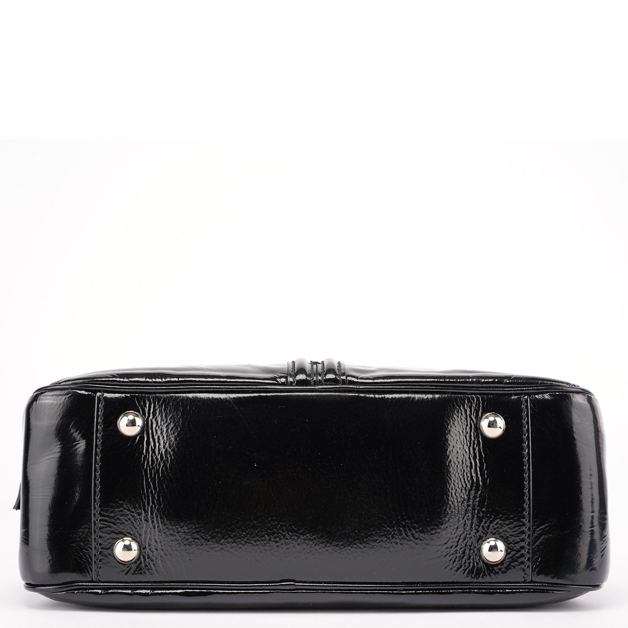 Black Patent Leather Y-Bow Tote Bag