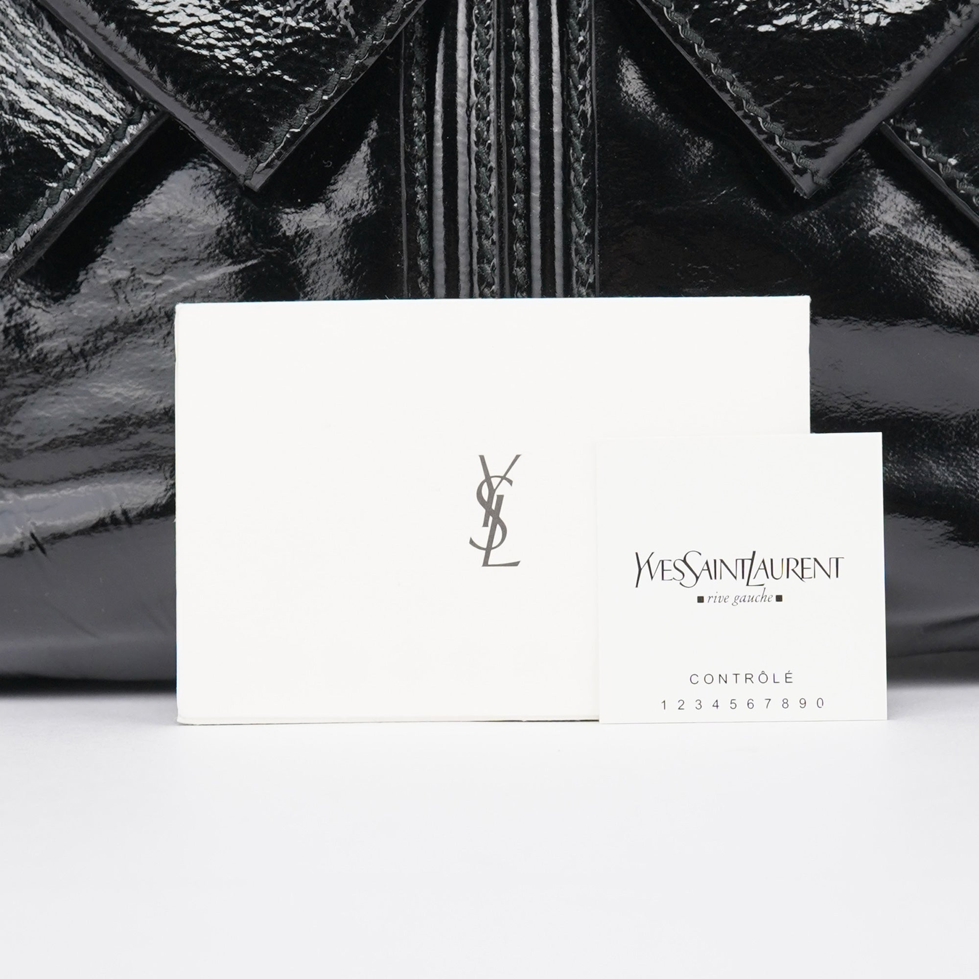 Black Patent Leather Y-Bow Tote Bag