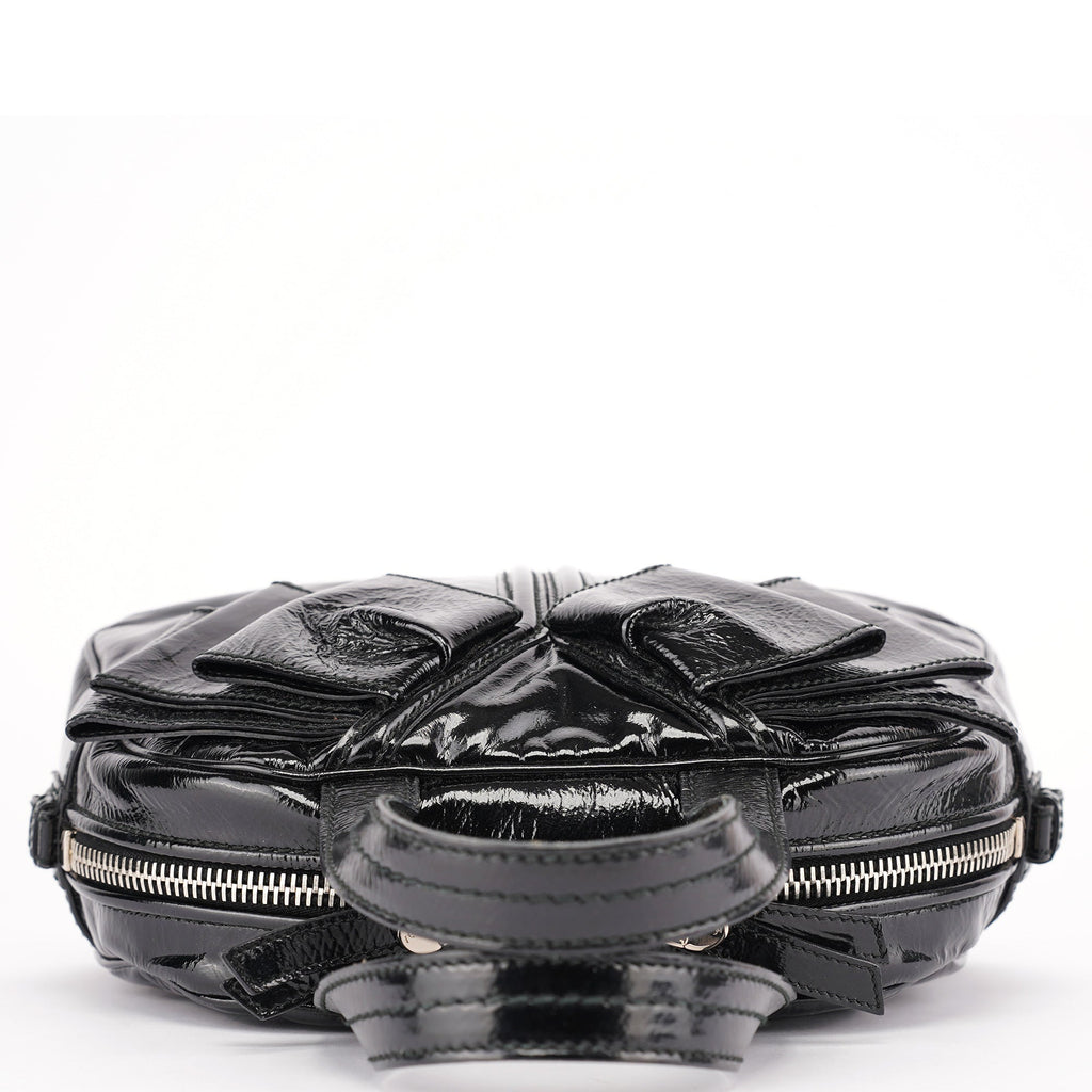 Black Patent Leather Y-Bow Tote Bag