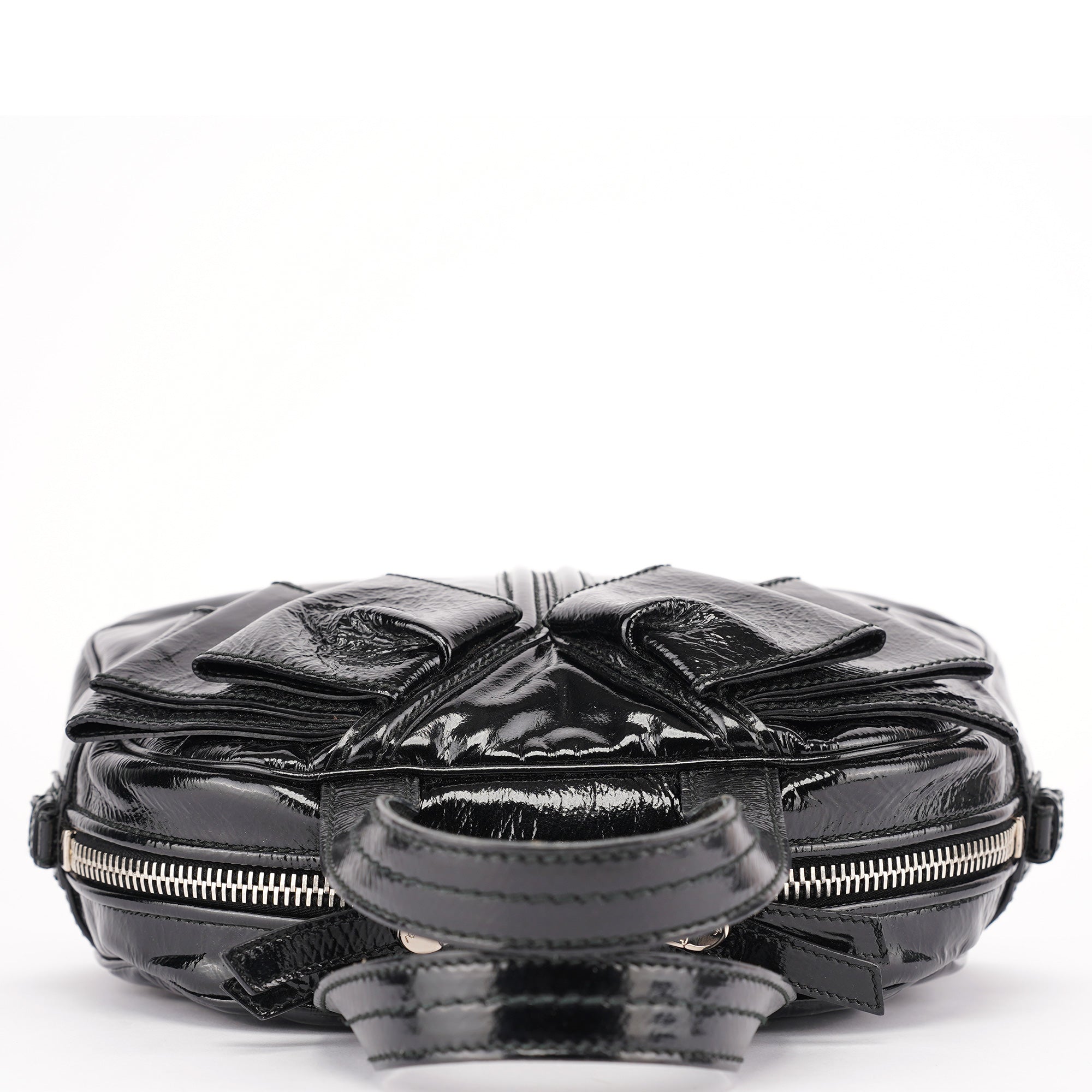 Black Patent Leather Y-Bow Tote Bag