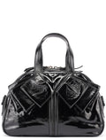 Black Patent Leather Y-Bow Tote Bag
