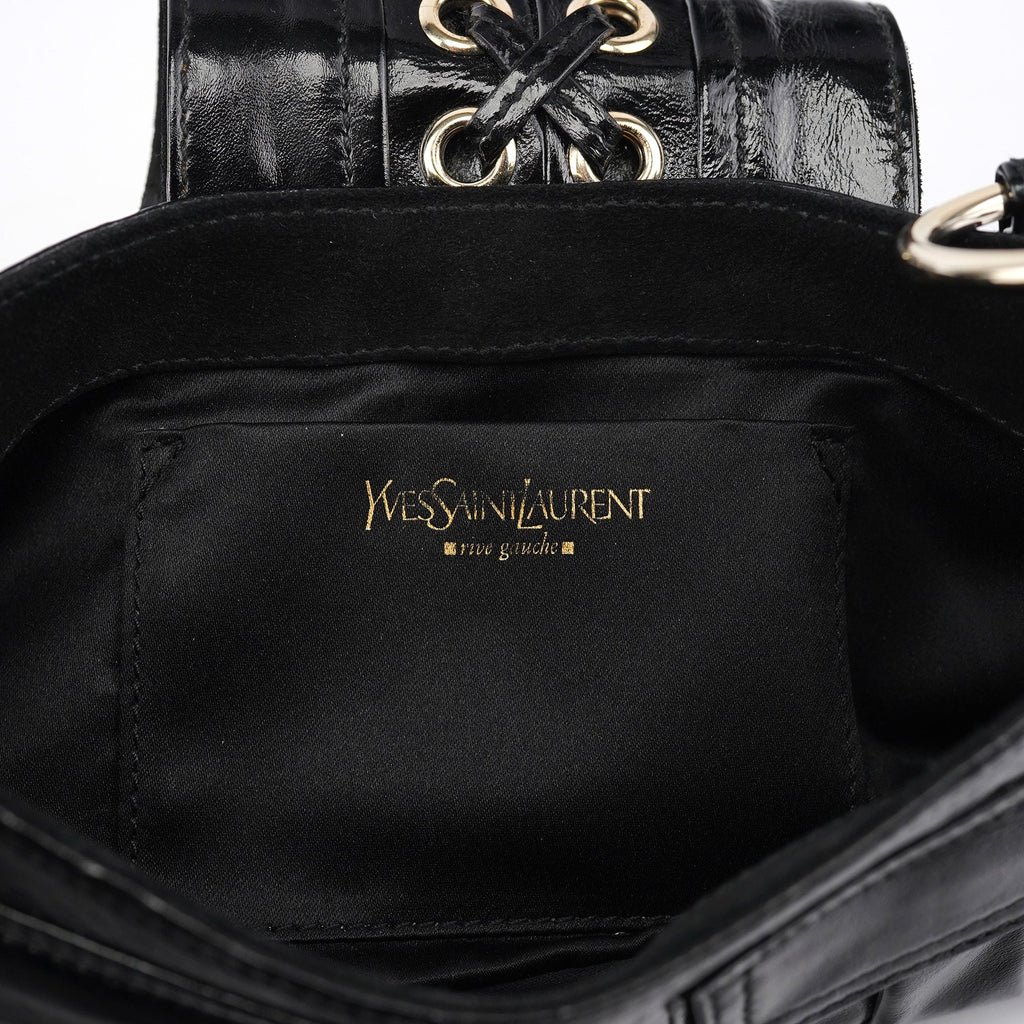 Black Patent Leather YSL Eyelet Shoulder Bag