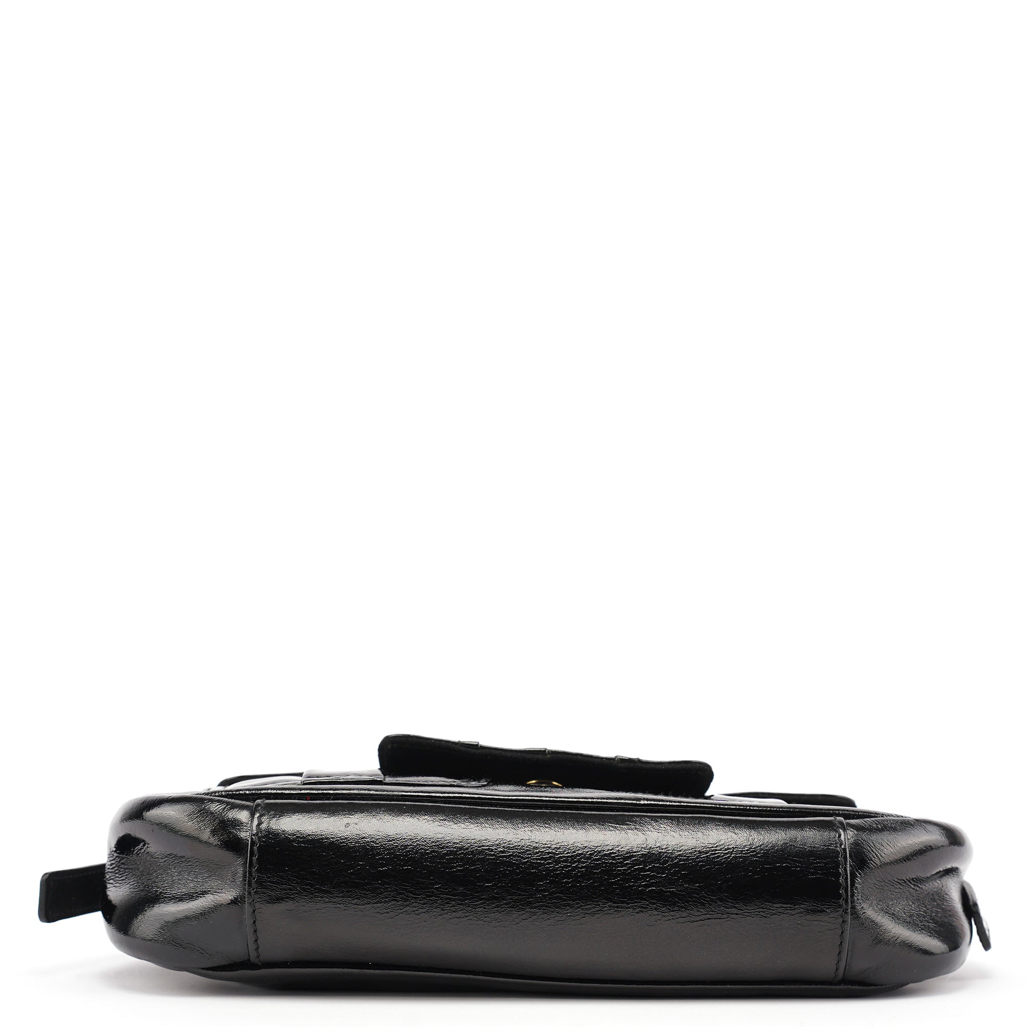 Black Patent Leather YSL Eyelet Shoulder Bag