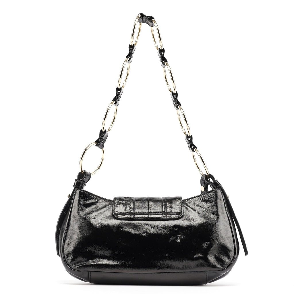 Black Patent Leather YSL Eyelet Shoulder Bag