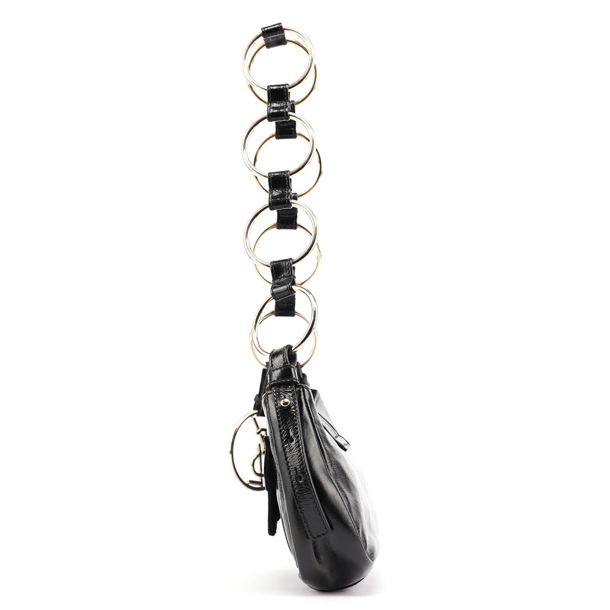 Black Patent Leather YSL Eyelet Shoulder Bag