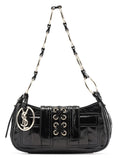 Black Patent Leather YSL Eyelet Shoulder Bag