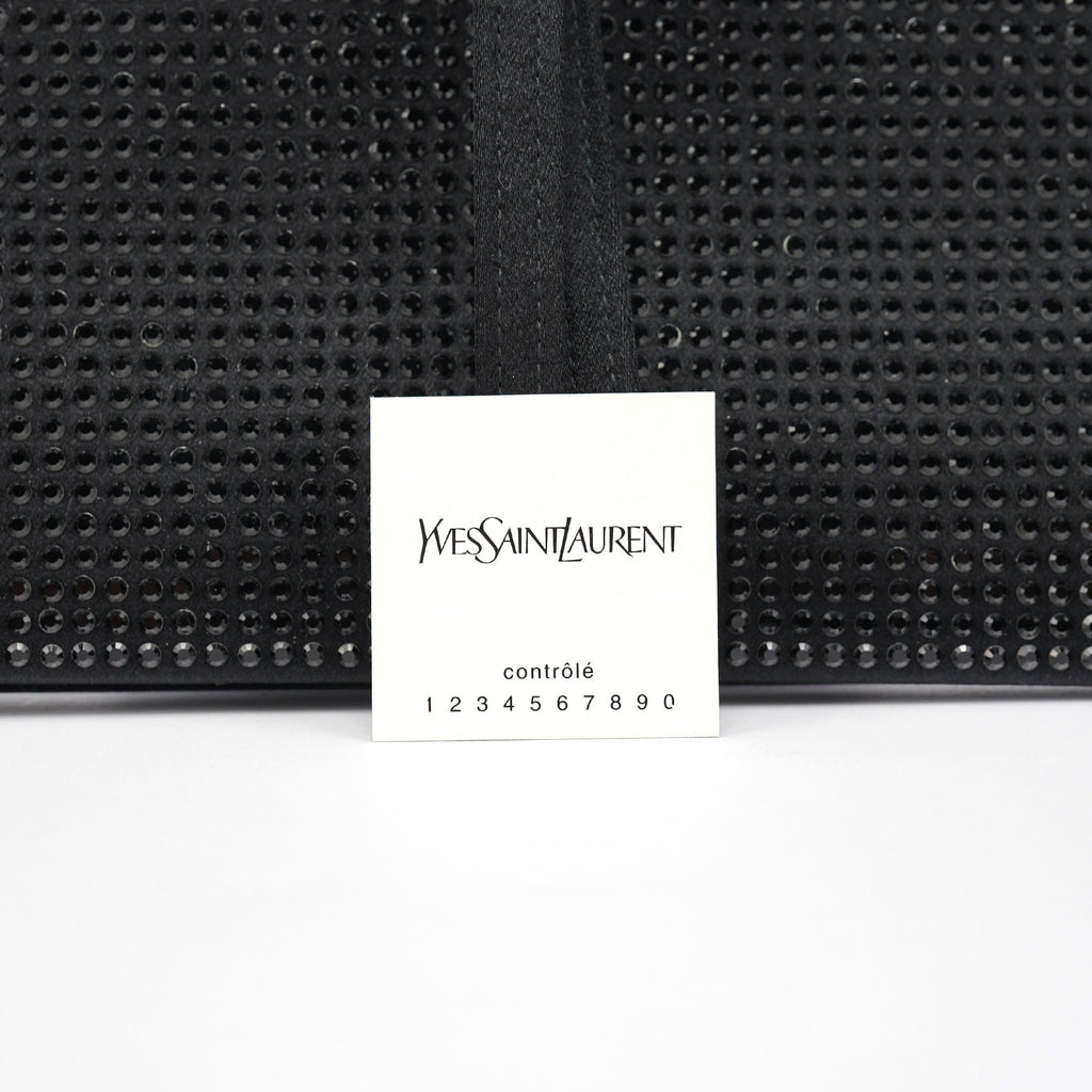 Black Rhinestone Crystal Satin Large Clutch Bag
