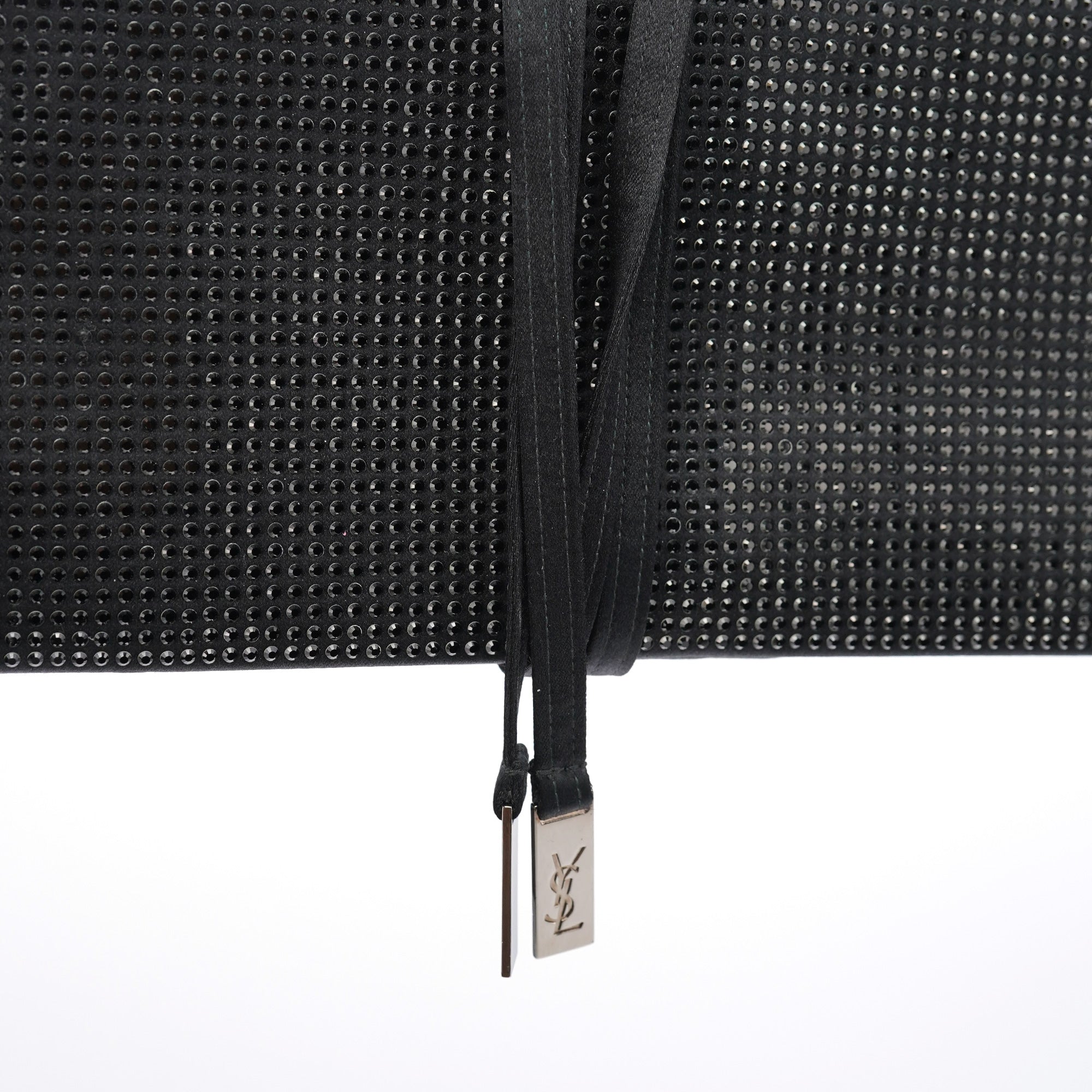 Black Rhinestone Crystal Satin Large Clutch Bag