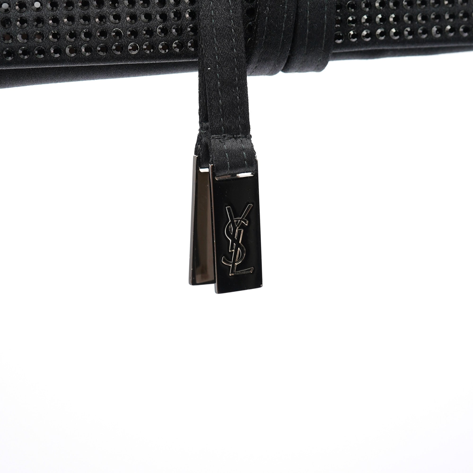Black Rhinestone Crystal Satin Large Clutch Bag