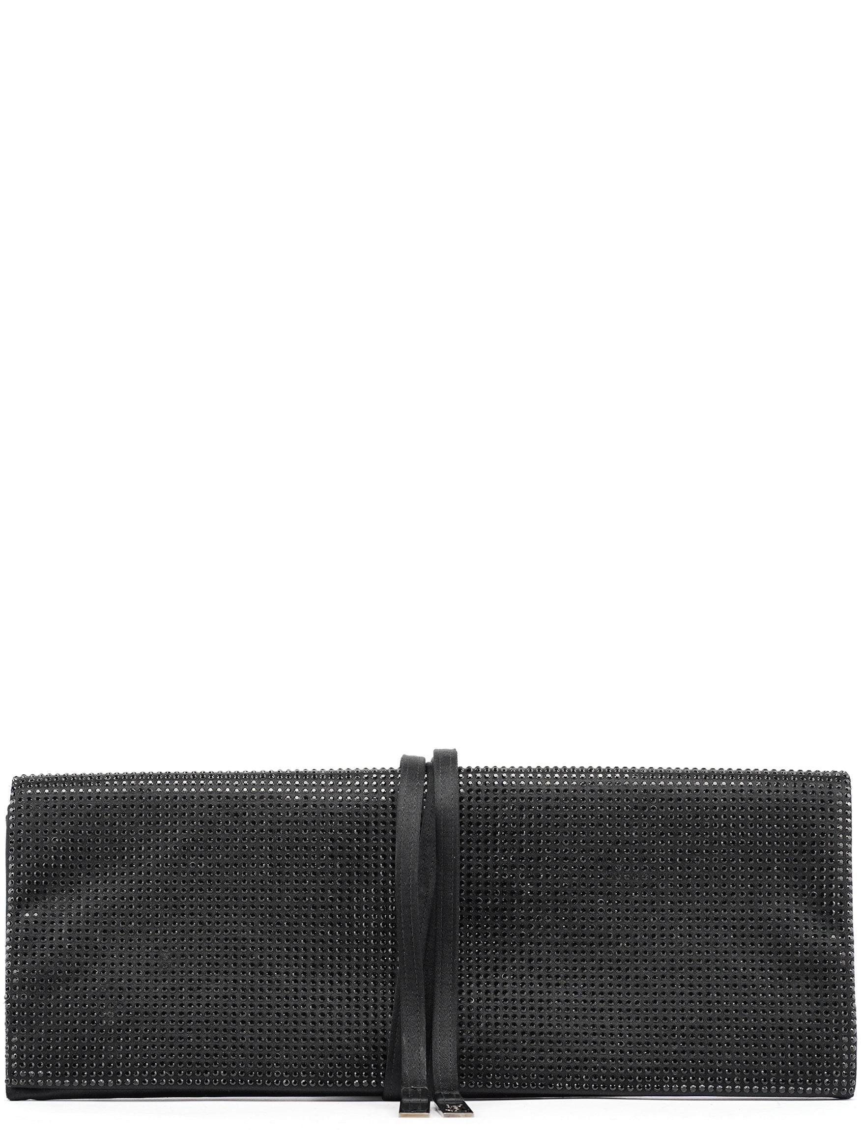 Black Rhinestone Crystal Satin Large Clutch Bag