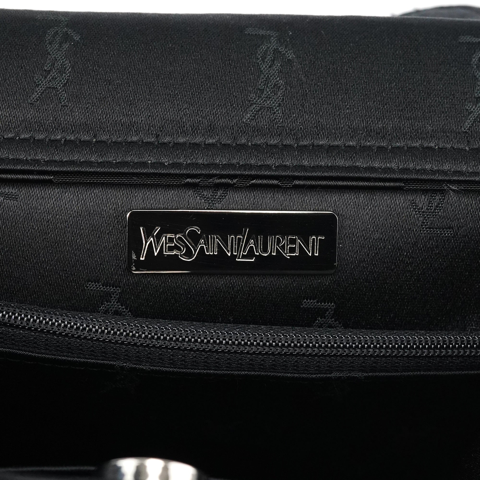 Black YSL Satin Tote Bag