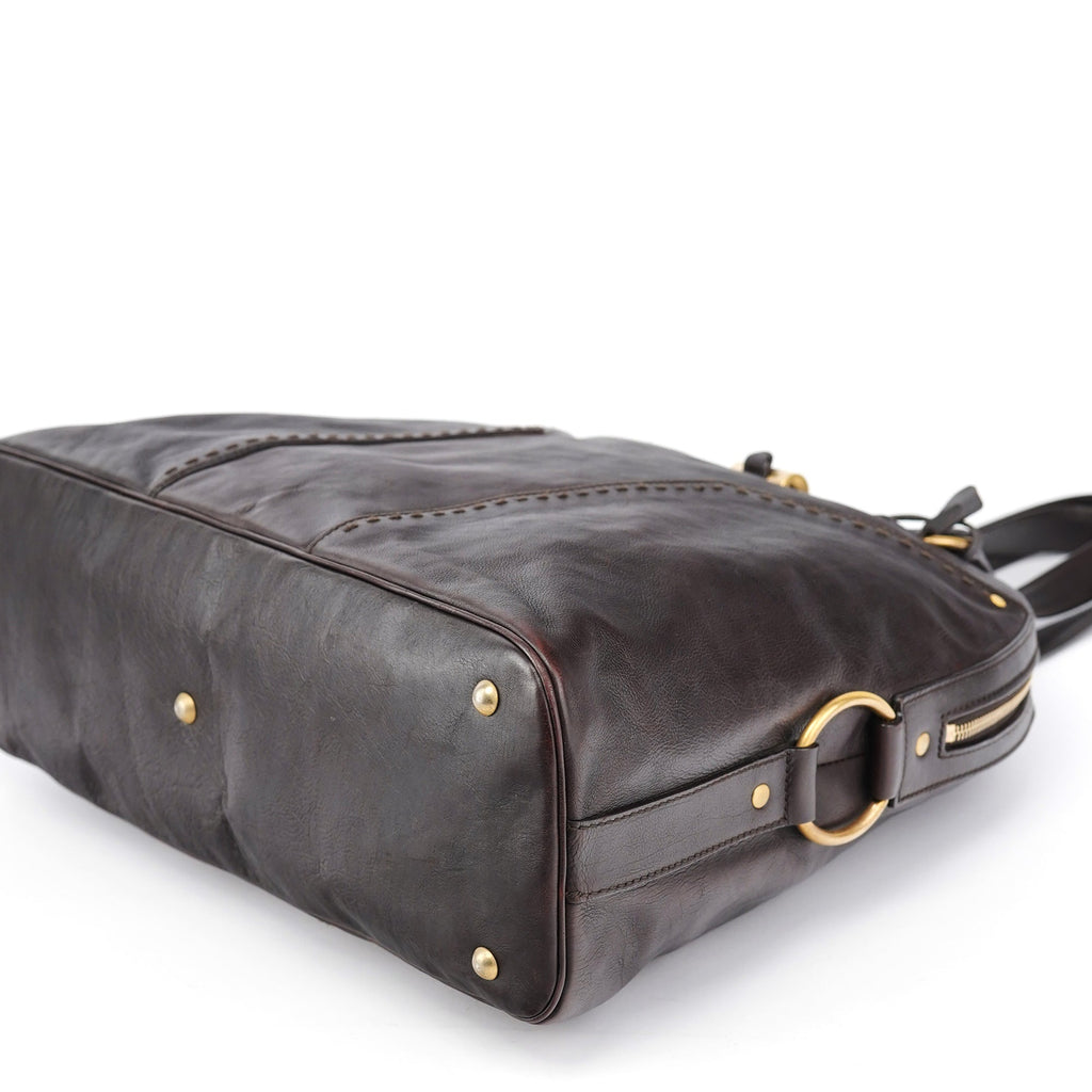 Brown Calfskin Leather Muse Tote Bag