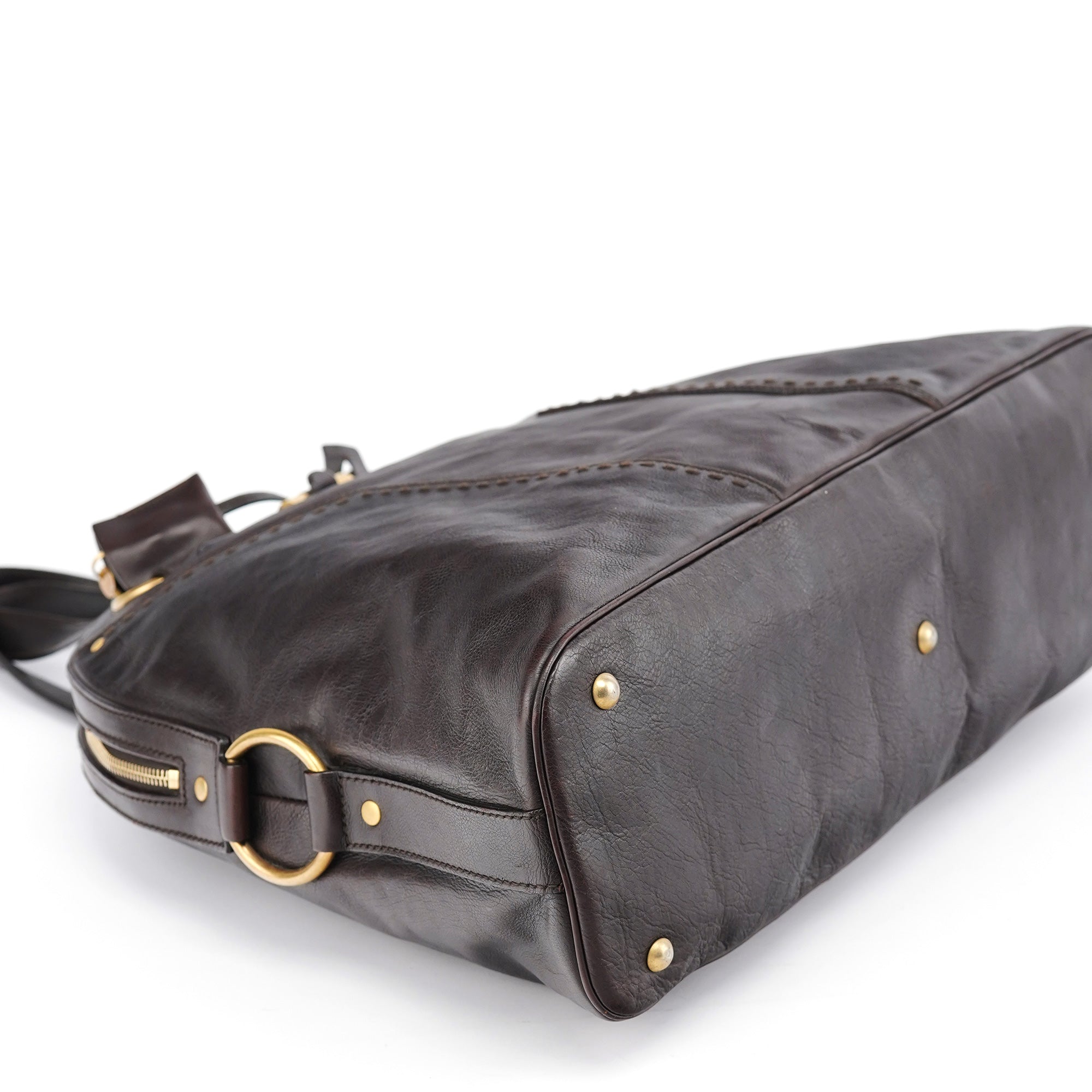 Brown Calfskin Leather Muse Tote Bag