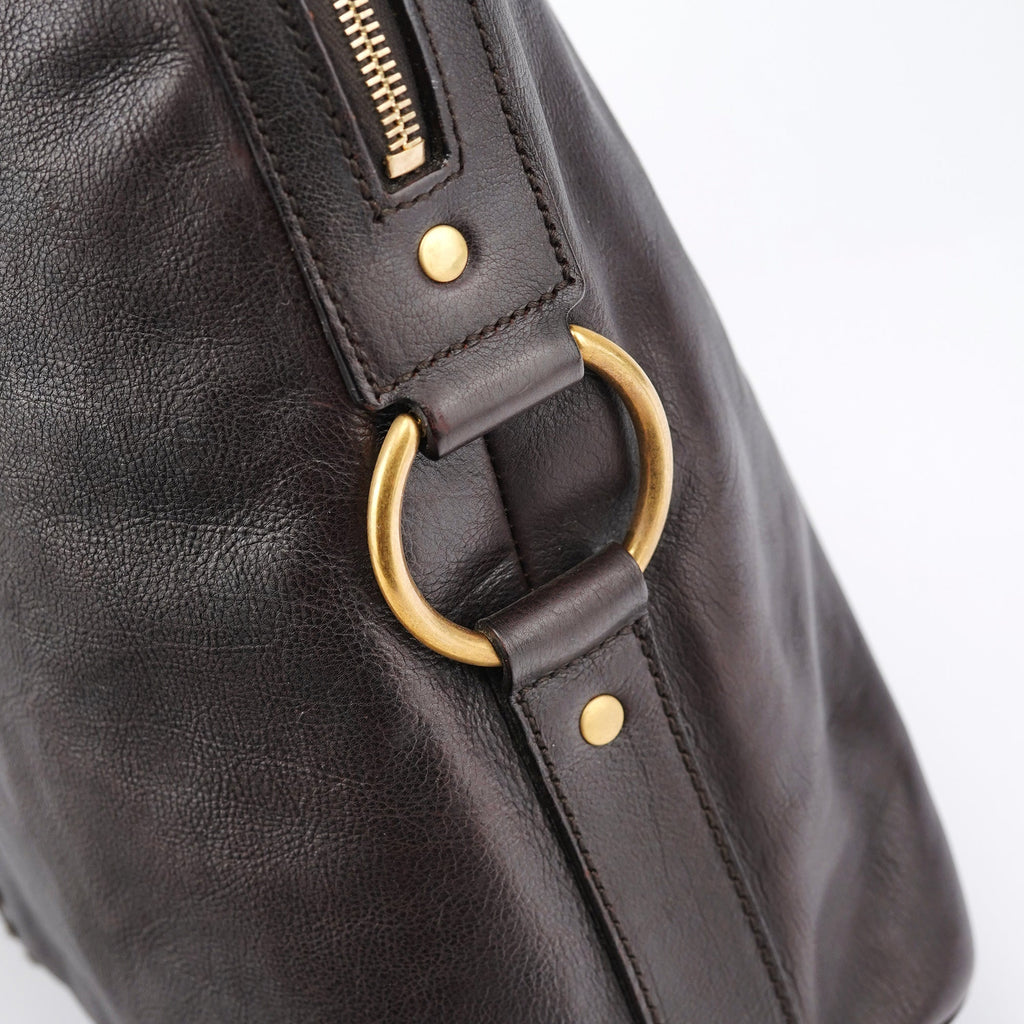 Brown Calfskin Leather Muse Tote Bag