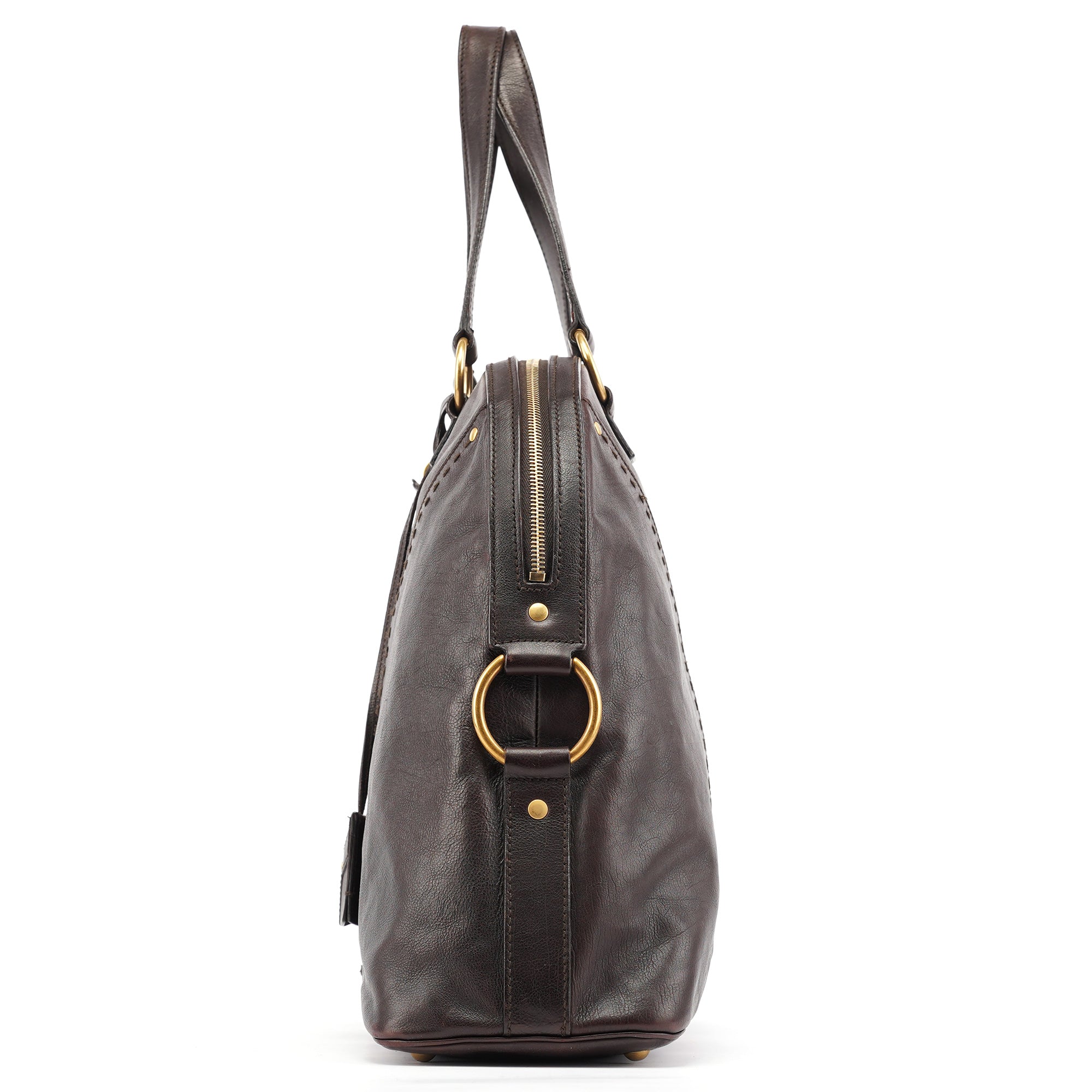 Brown Calfskin Leather Muse Tote Bag