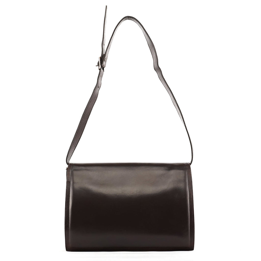 Brown Leather Flap Shoulder Bag