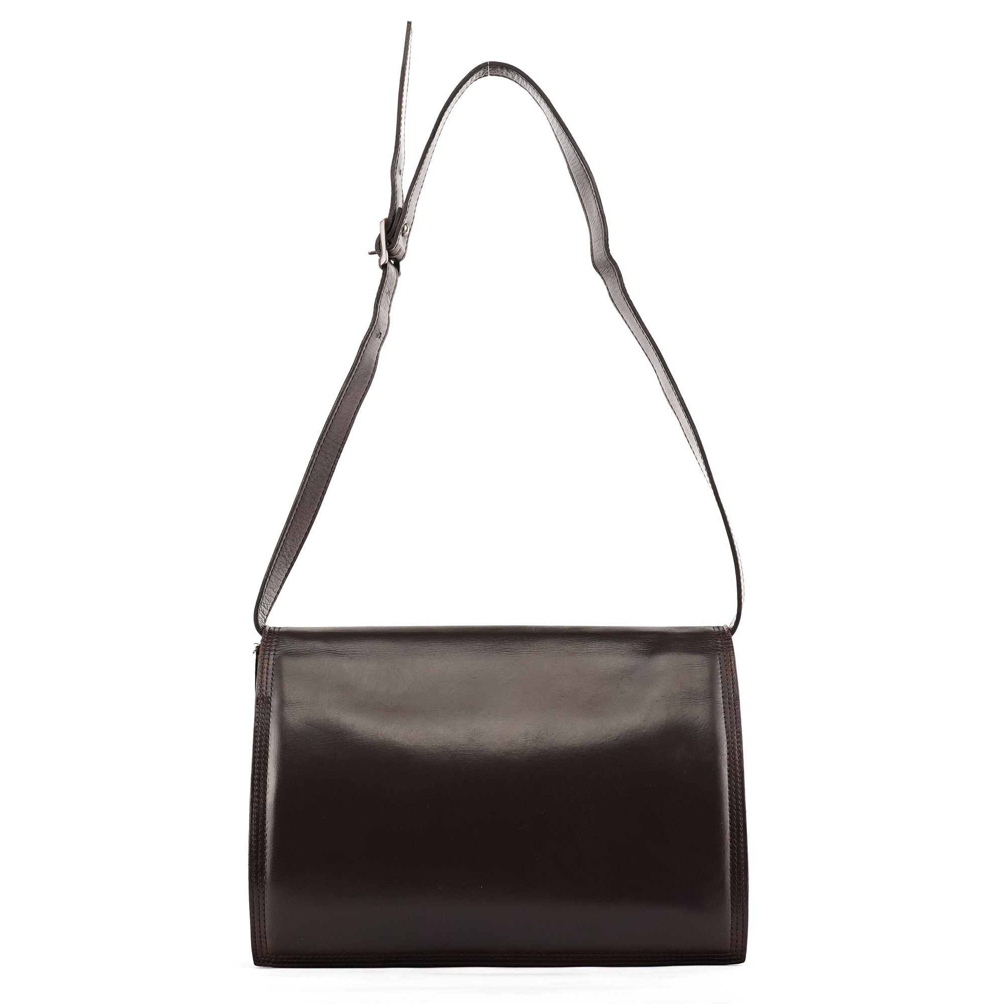 Brown Leather Flap Shoulder Bag