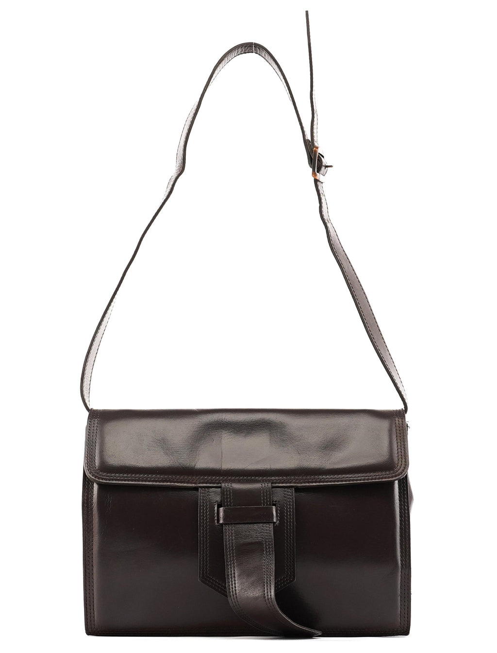 Brown Leather Flap Shoulder Bag