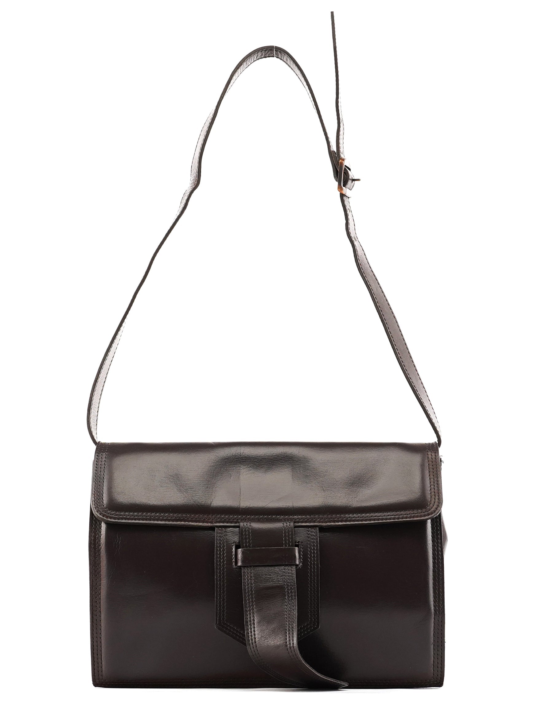 Brown Leather Flap Shoulder Bag