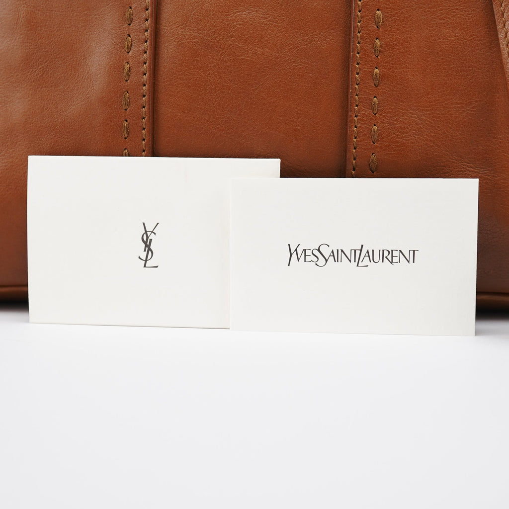 Brown Leather Y Muse Tote Bag