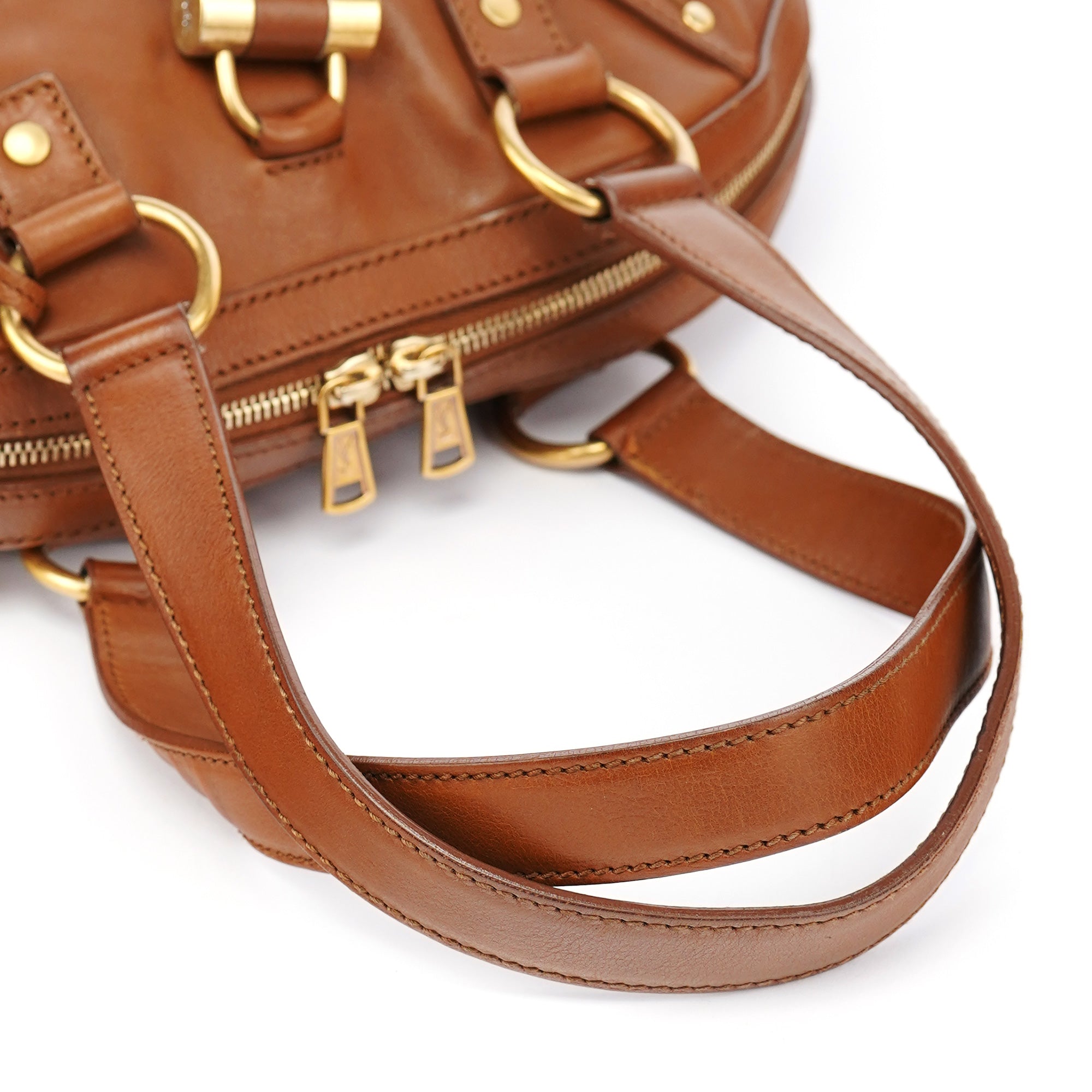 Brown Leather Y Muse Tote Bag