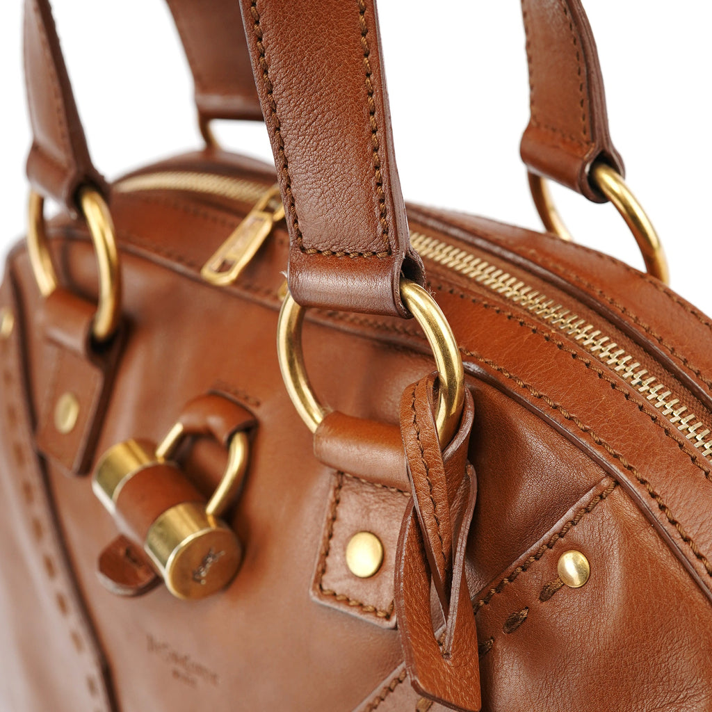 Brown Leather Y Muse Tote Bag