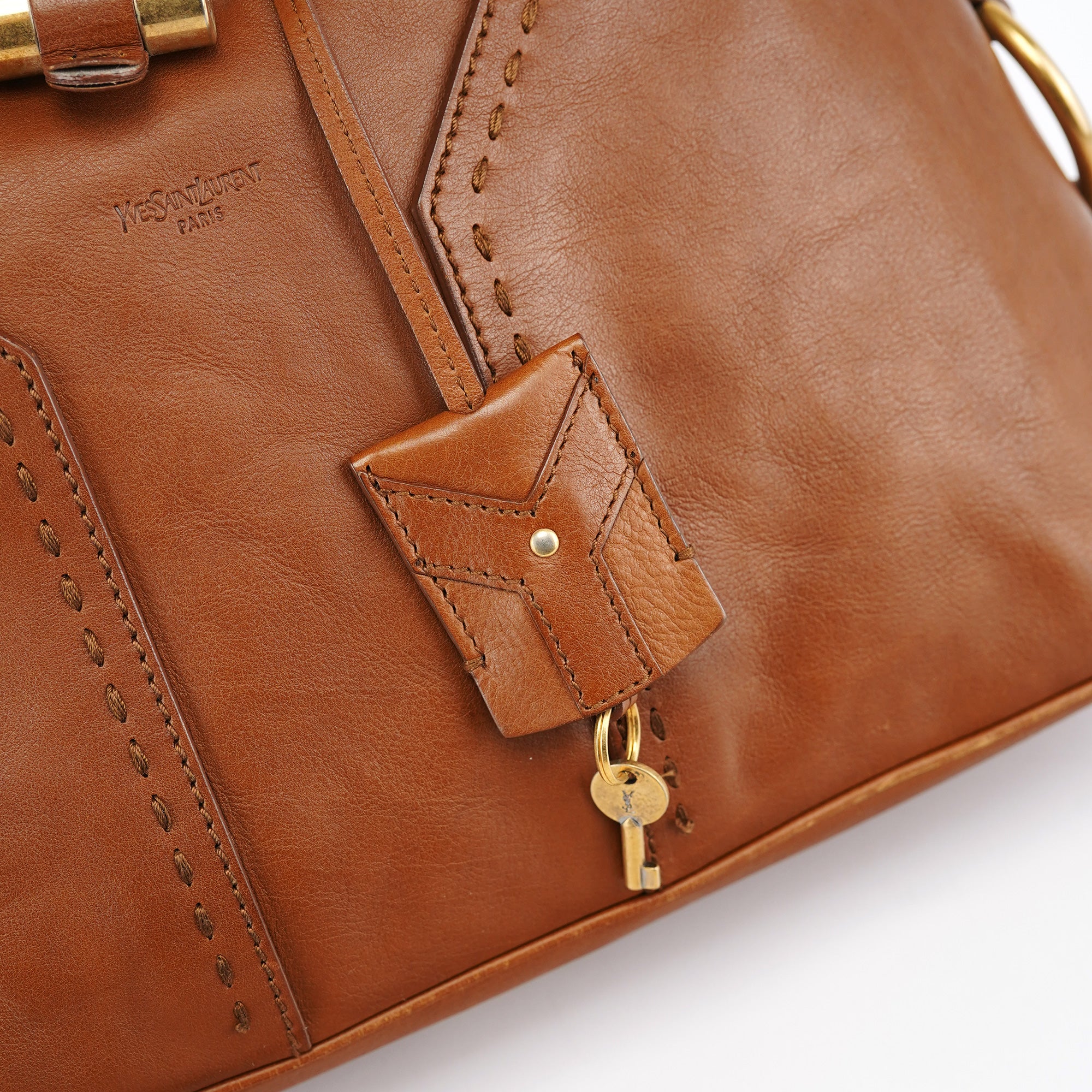 Brown Leather Y Muse Tote Bag