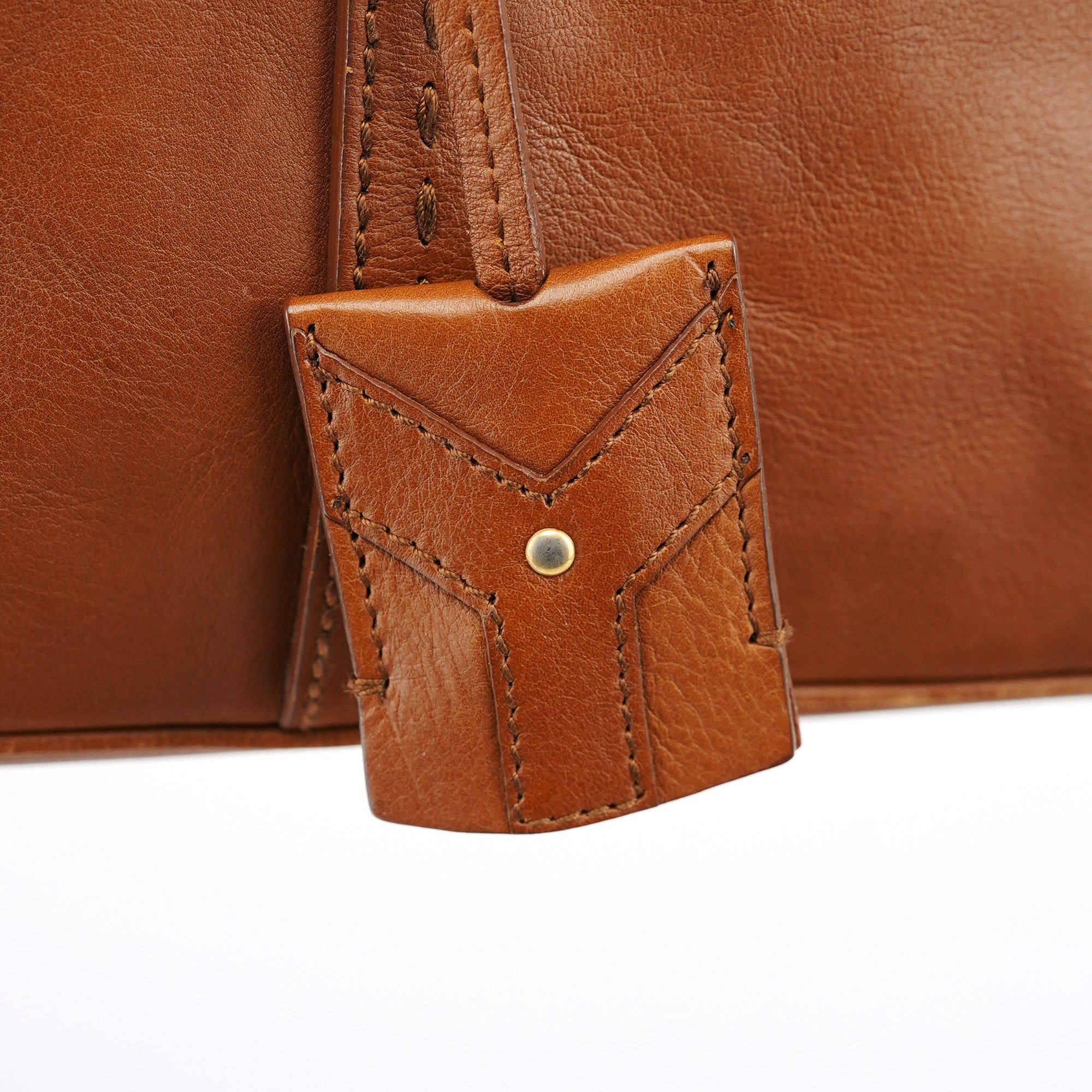 Brown Leather Y Muse Tote Bag