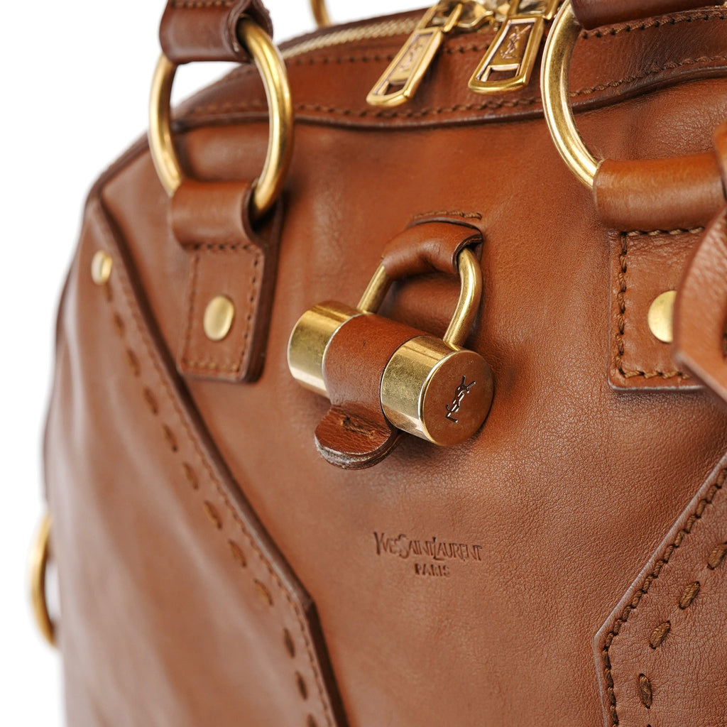 Brown Leather Y Muse Tote Bag