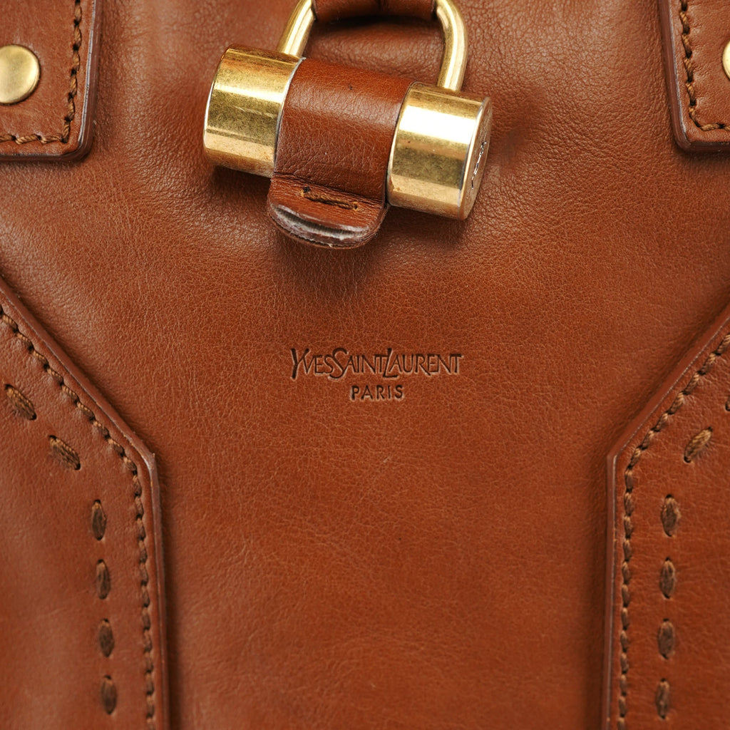Brown Leather Y Muse Tote Bag