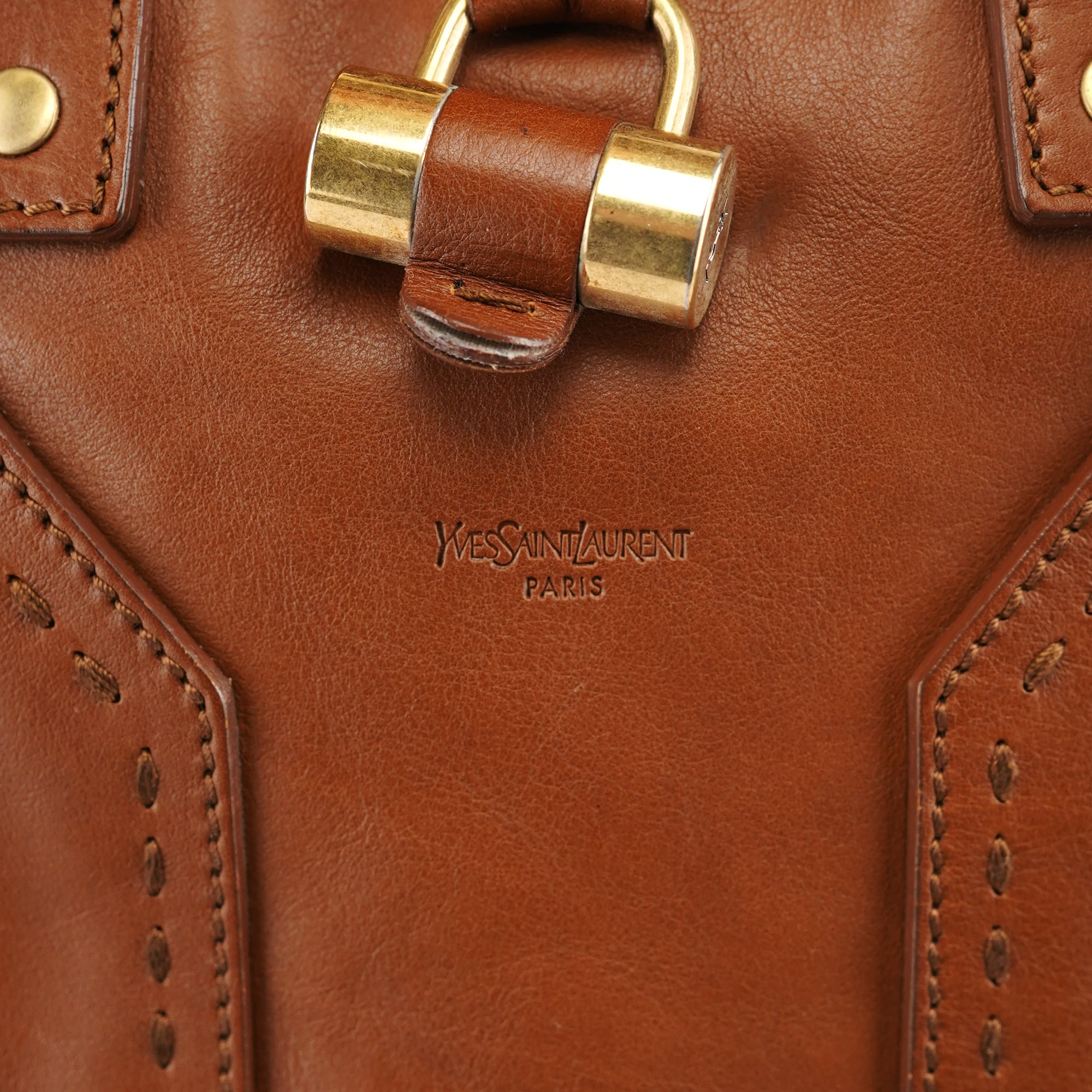 Brown Leather Y Muse Tote Bag