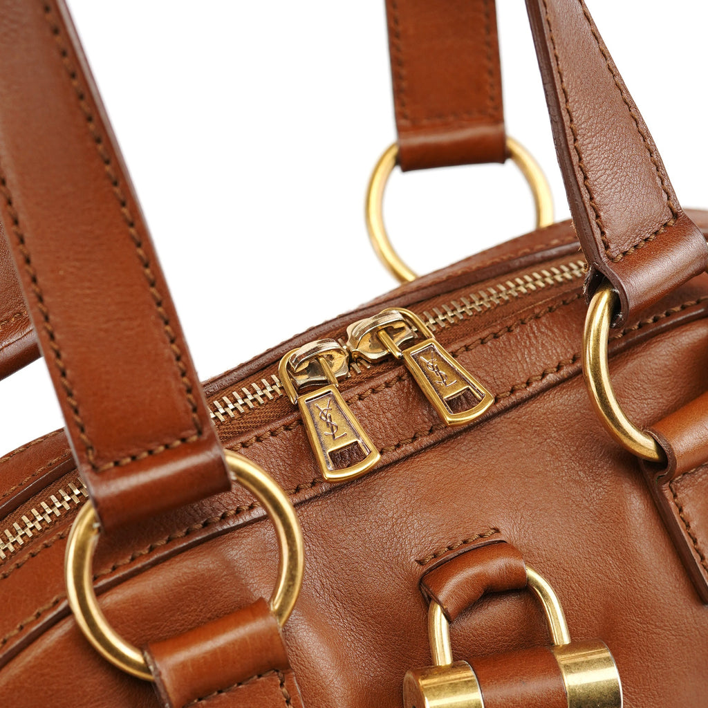 Brown Leather Y Muse Tote Bag