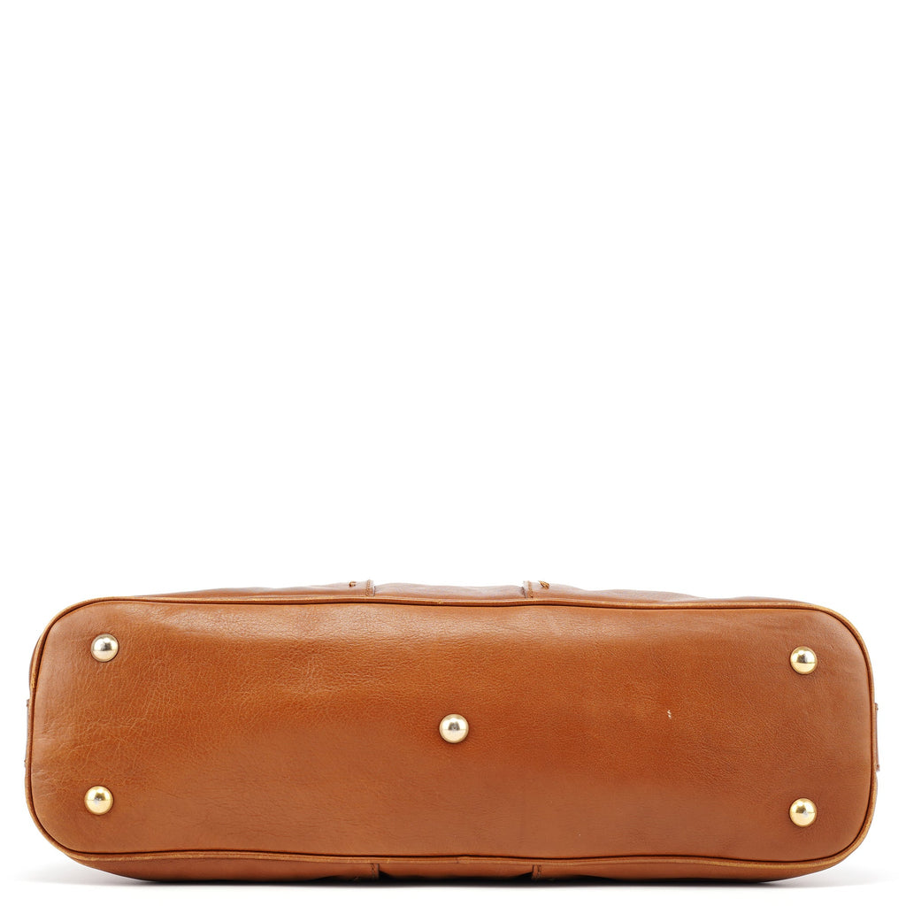 Brown Leather Y Muse Tote Bag
