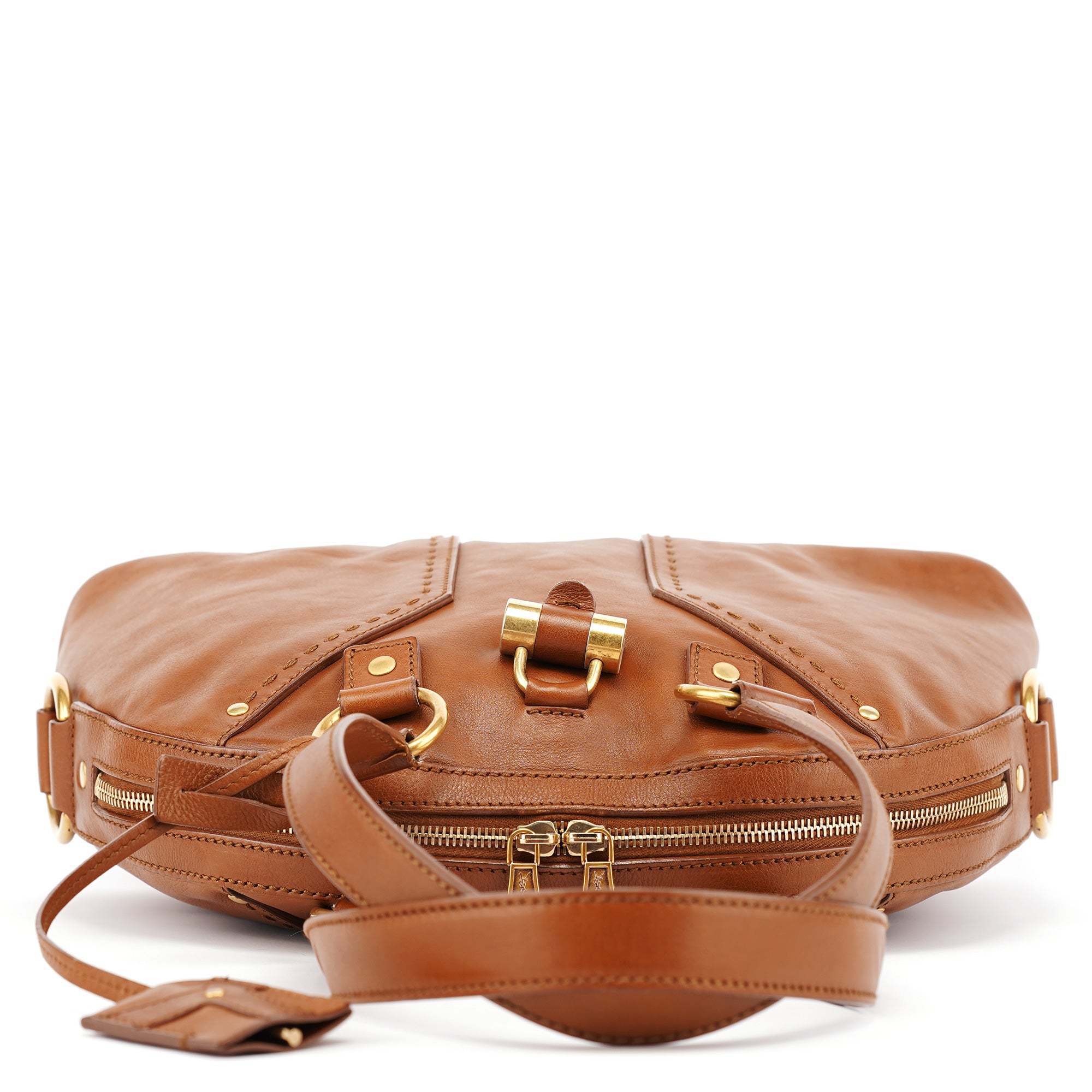 Brown Leather Y Muse Tote Bag