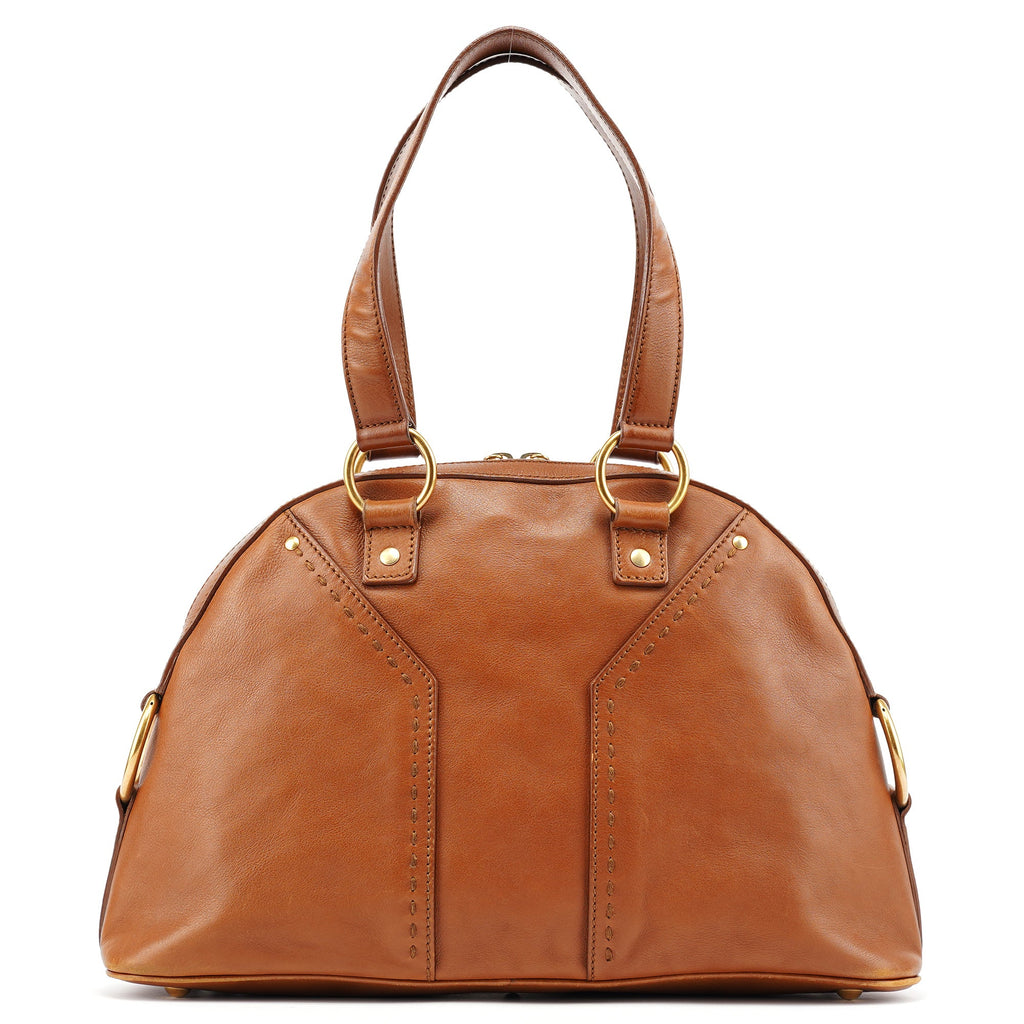 Brown Leather Y Muse Tote Bag