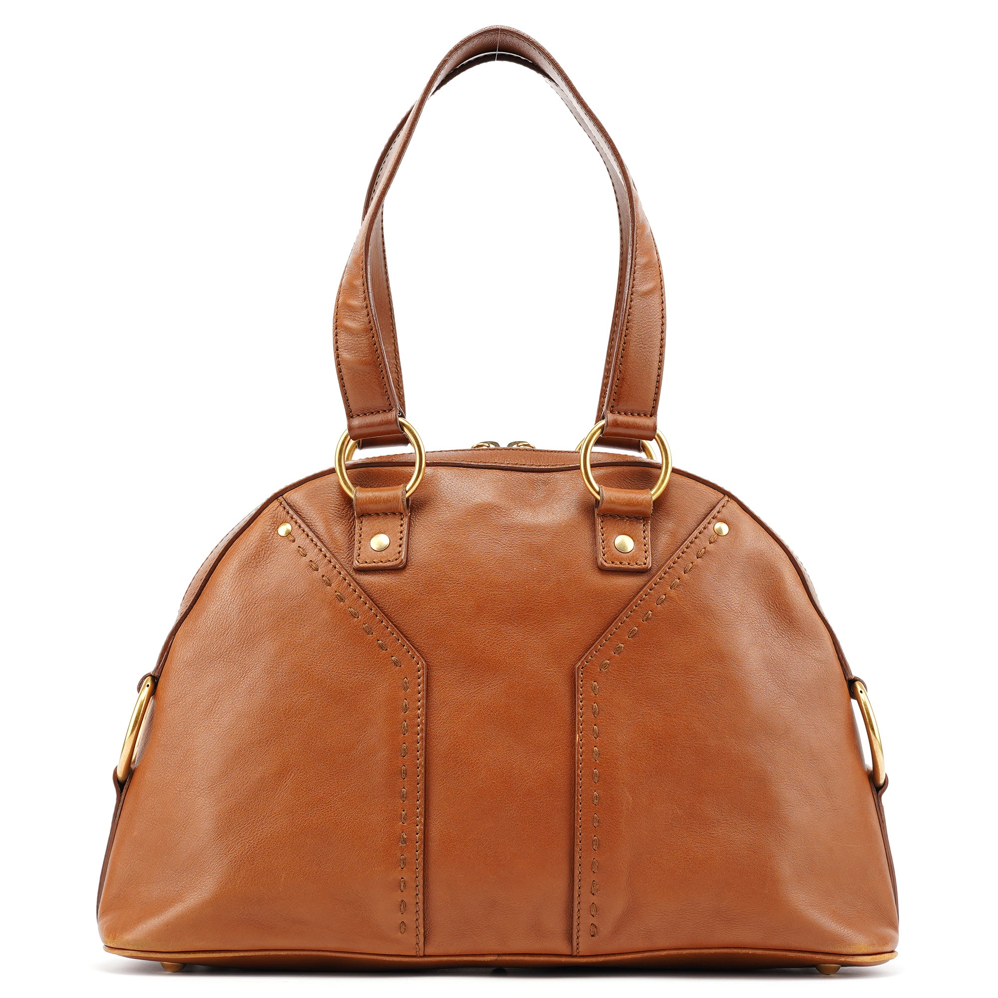 Brown Leather Y Muse Tote Bag