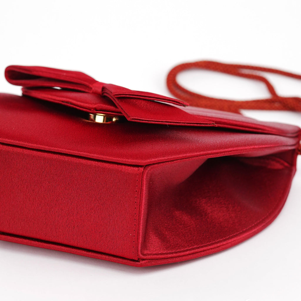 Burgundy Satin Bow Crossbody Bag