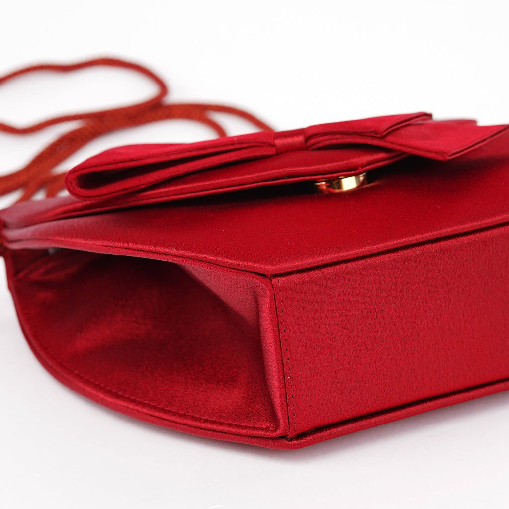 Burgundy Satin Bow Crossbody Bag