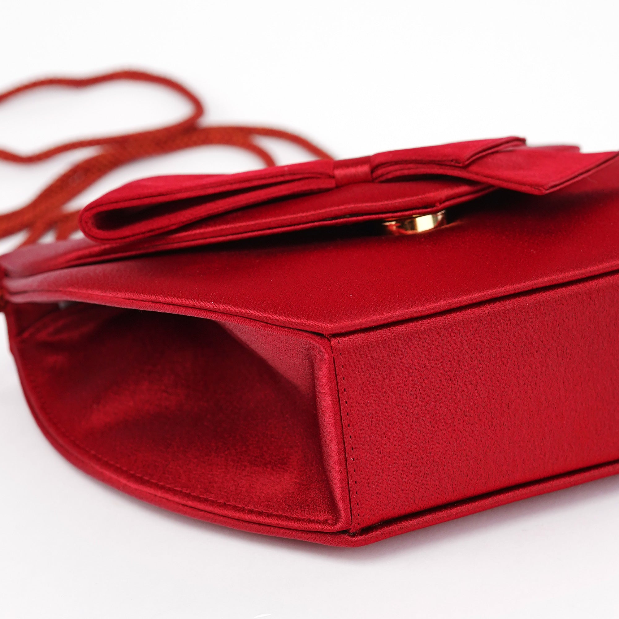 Burgundy Satin Bow Crossbody Bag