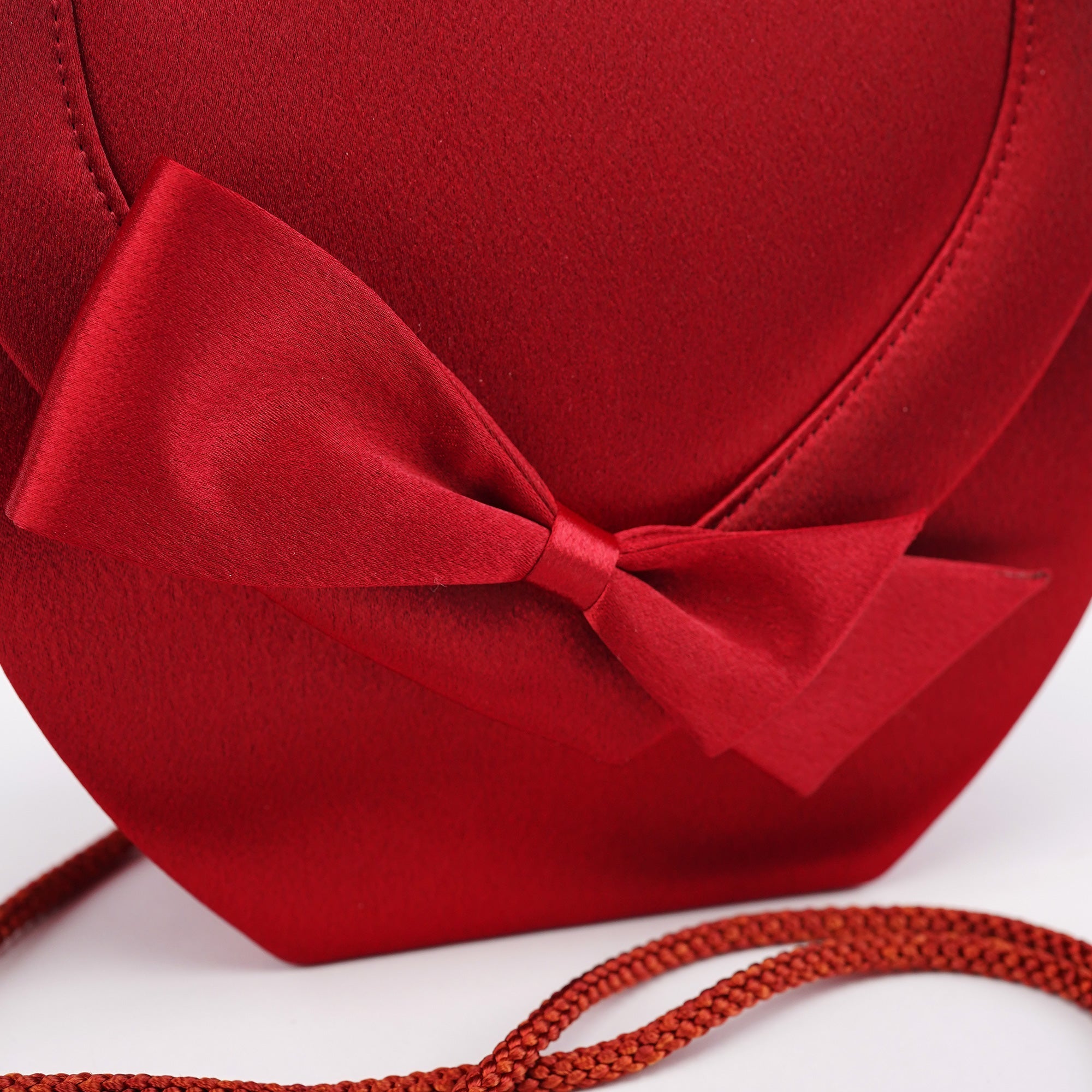 Burgundy Satin Bow Crossbody Bag