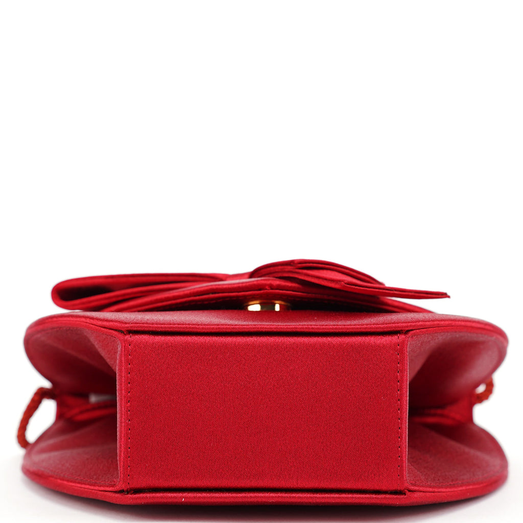 Burgundy Satin Bow Crossbody Bag