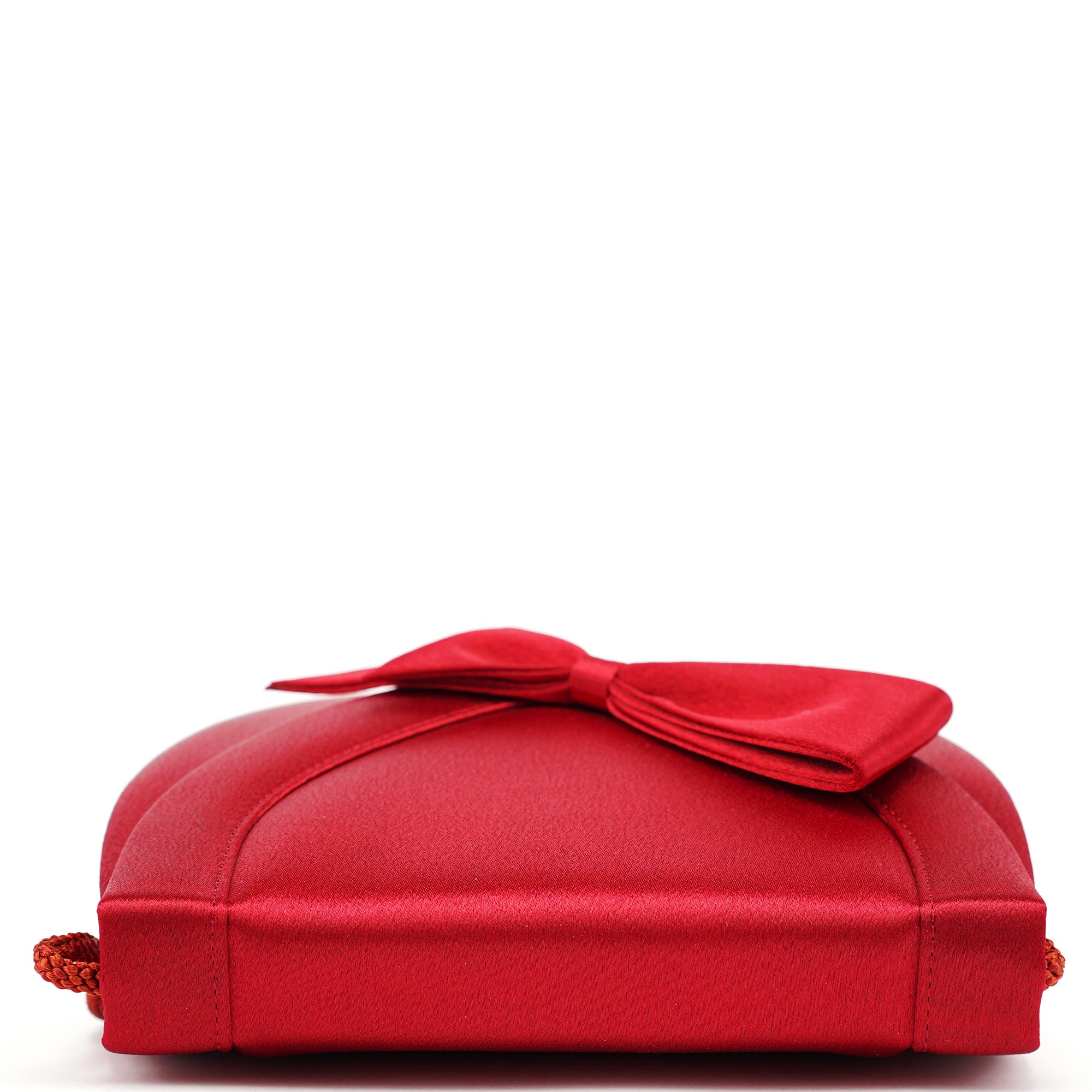 Burgundy Satin Bow Crossbody Bag
