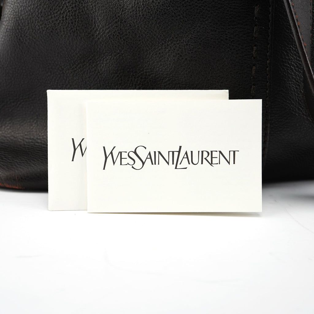 Dark Brown Calfskin Leather Muse Tote Bag