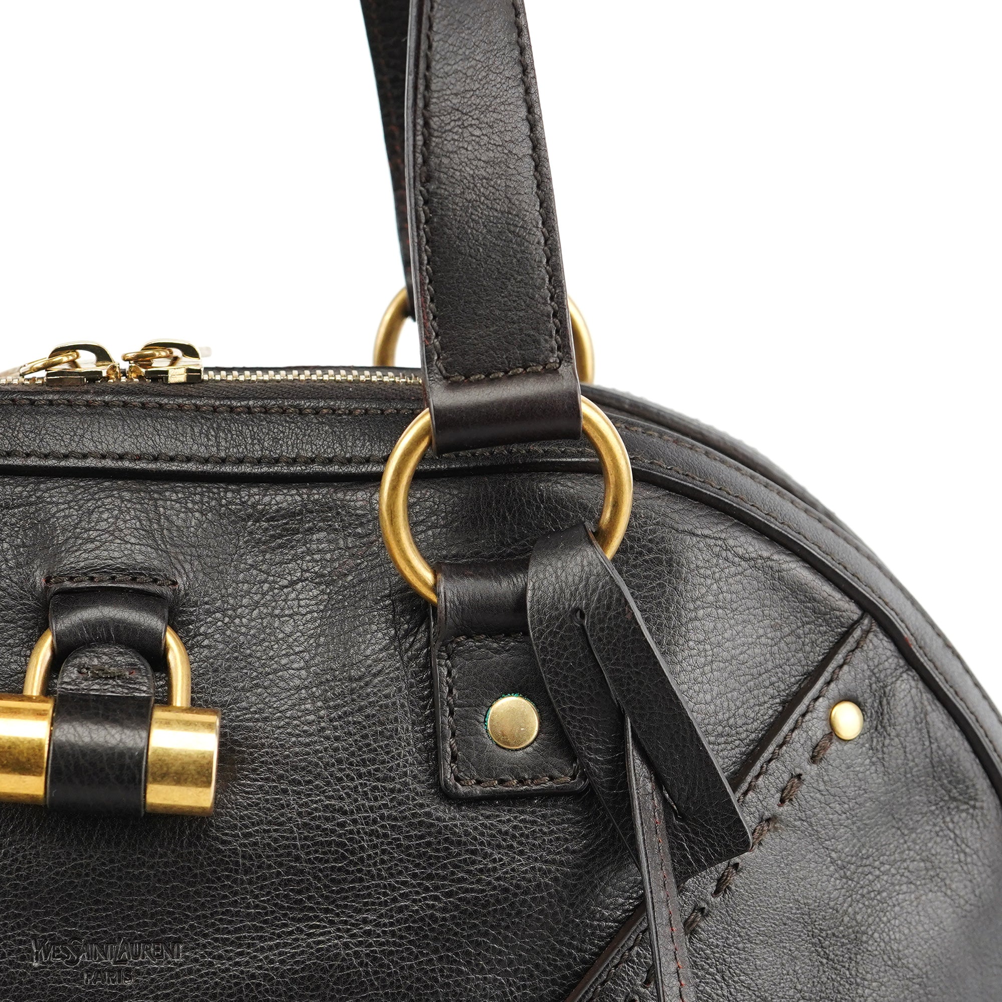 Dark Brown Calfskin Leather Muse Tote Bag