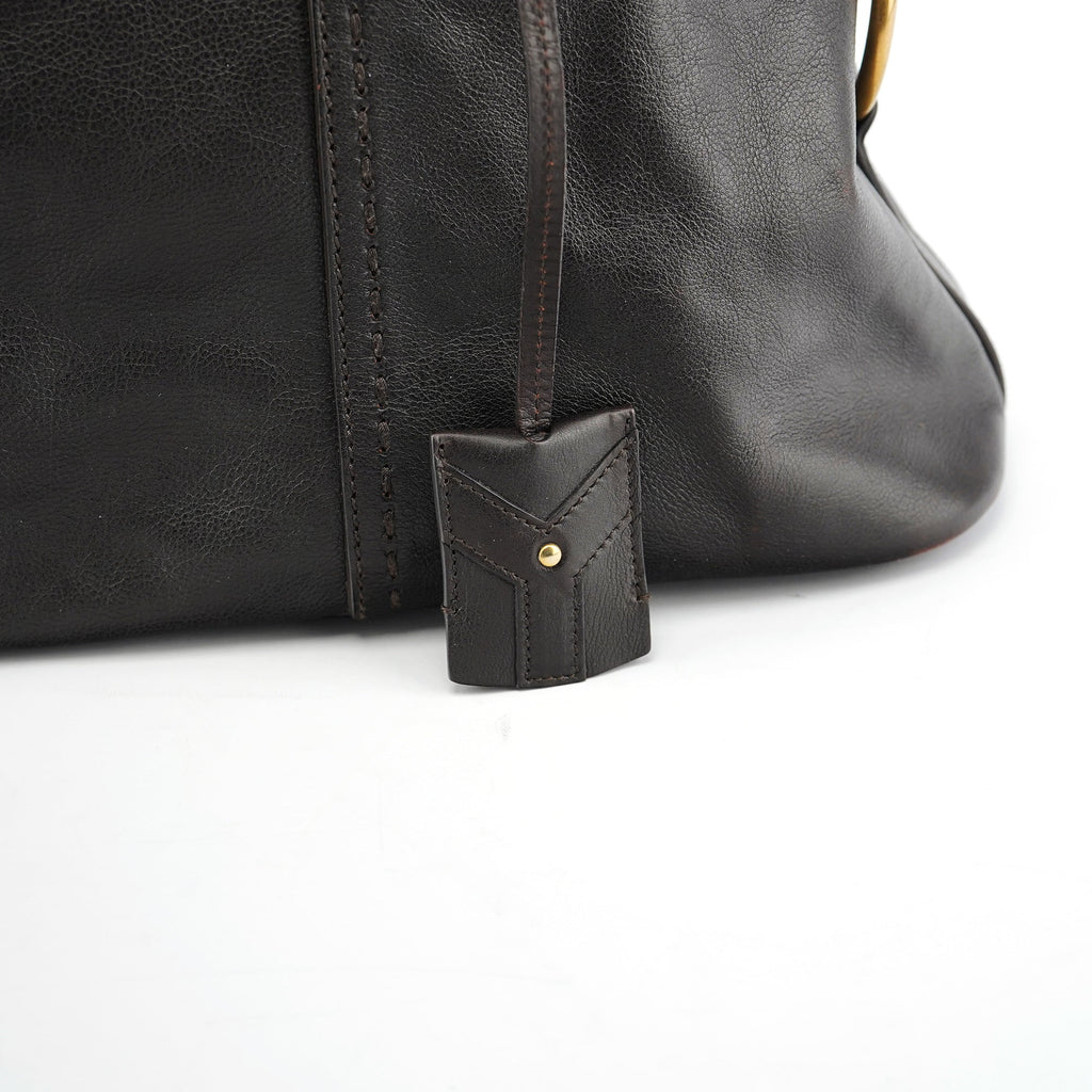 Dark Brown Calfskin Leather Muse Tote Bag