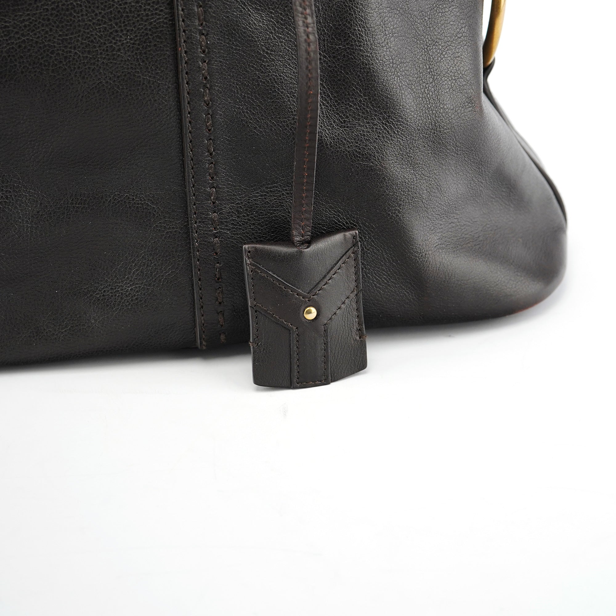 Dark Brown Calfskin Leather Muse Tote Bag