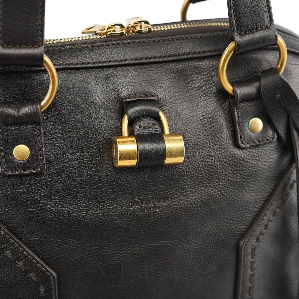 Dark Brown Calfskin Leather Muse Tote Bag