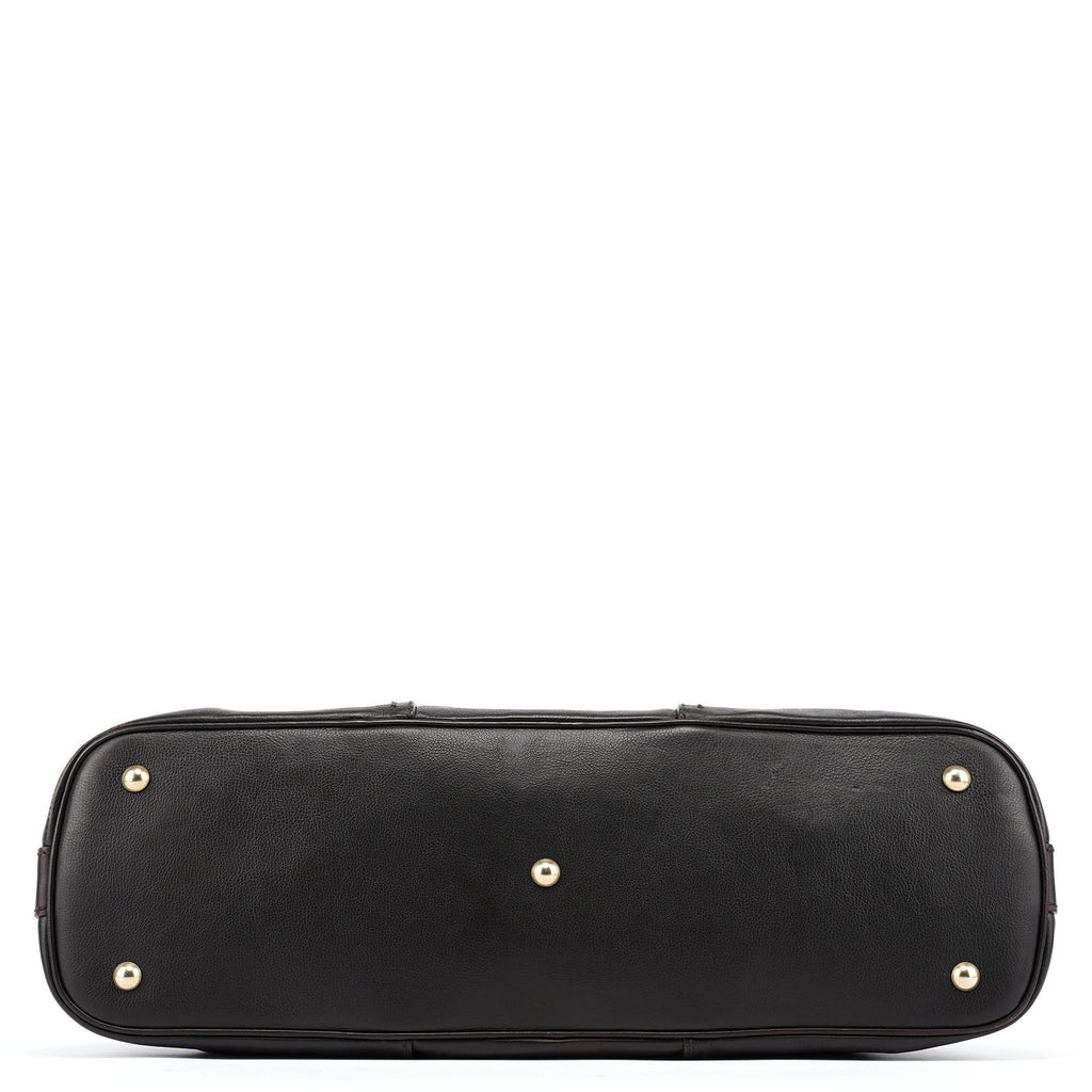 Dark Brown Calfskin Leather Muse Tote Bag