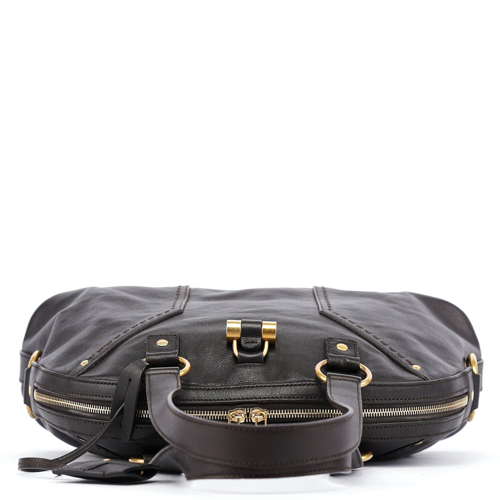 Dark Brown Calfskin Leather Muse Tote Bag