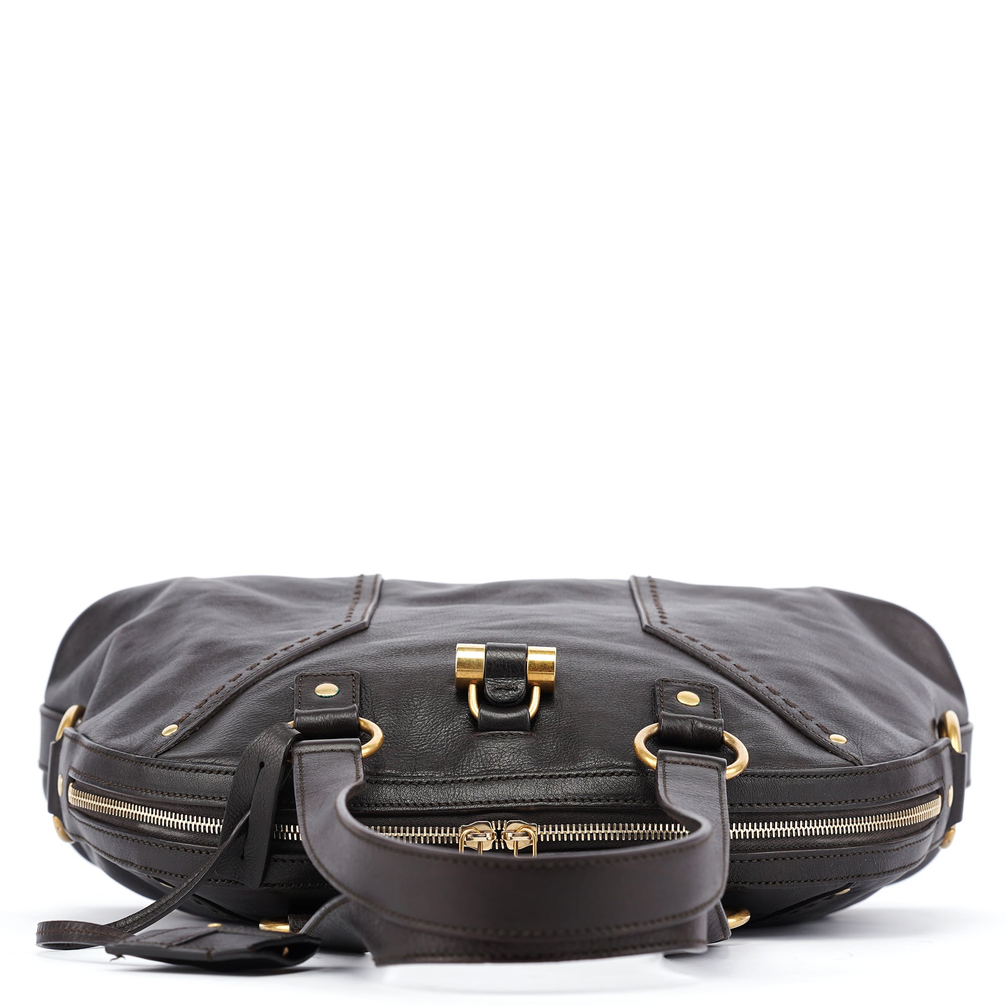 Dark Brown Calfskin Leather Muse Tote Bag